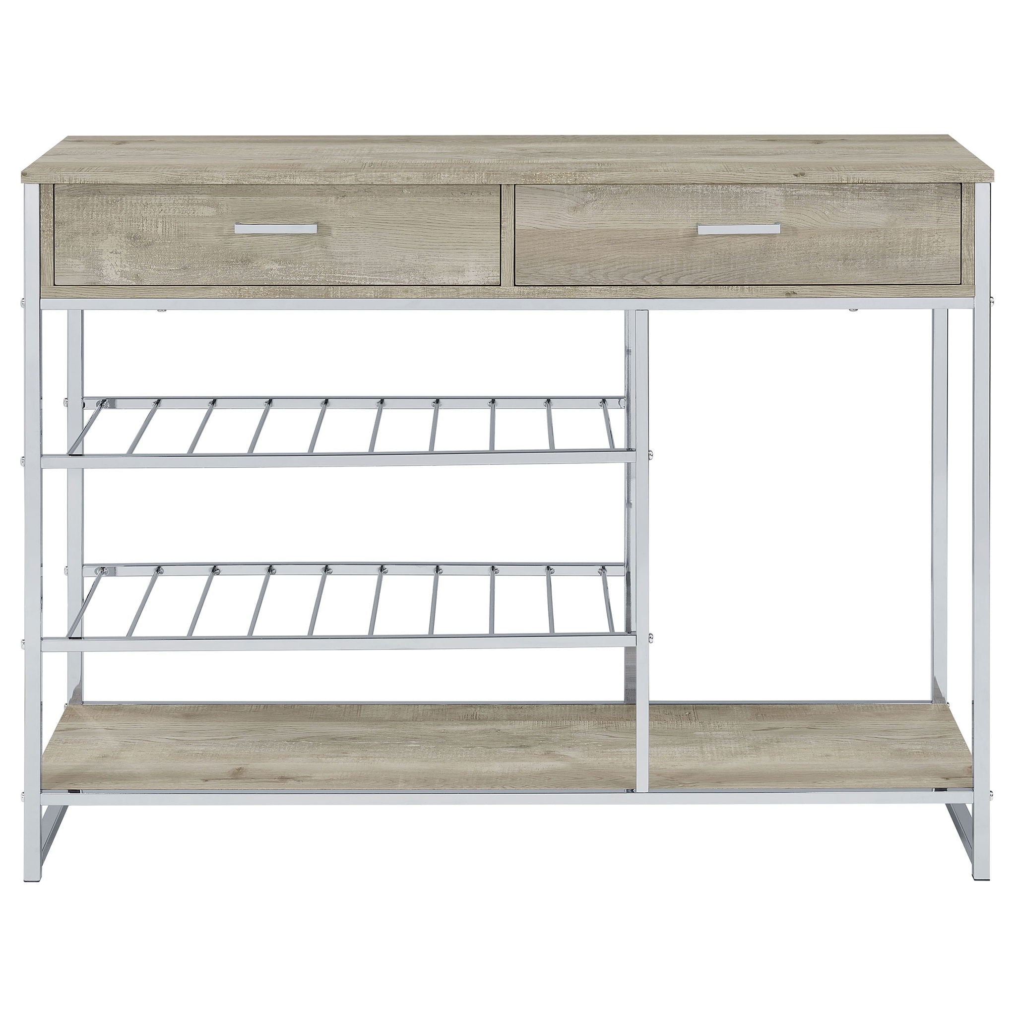 Ethel - 2 Drawer Home Bar Storage With Wine Rack - Oak