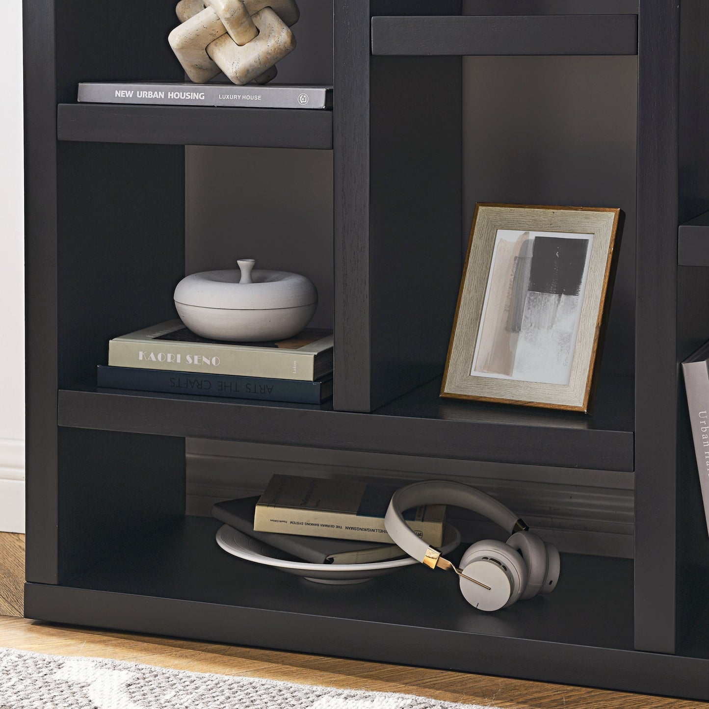 Open Wooden Open Shelf Bookcase, Freestanding Display Storage Cabinet with 7 Cube Storage Spaces, Floor Standing Bookshelf, Entryway, Living Room Storage Cabinet
