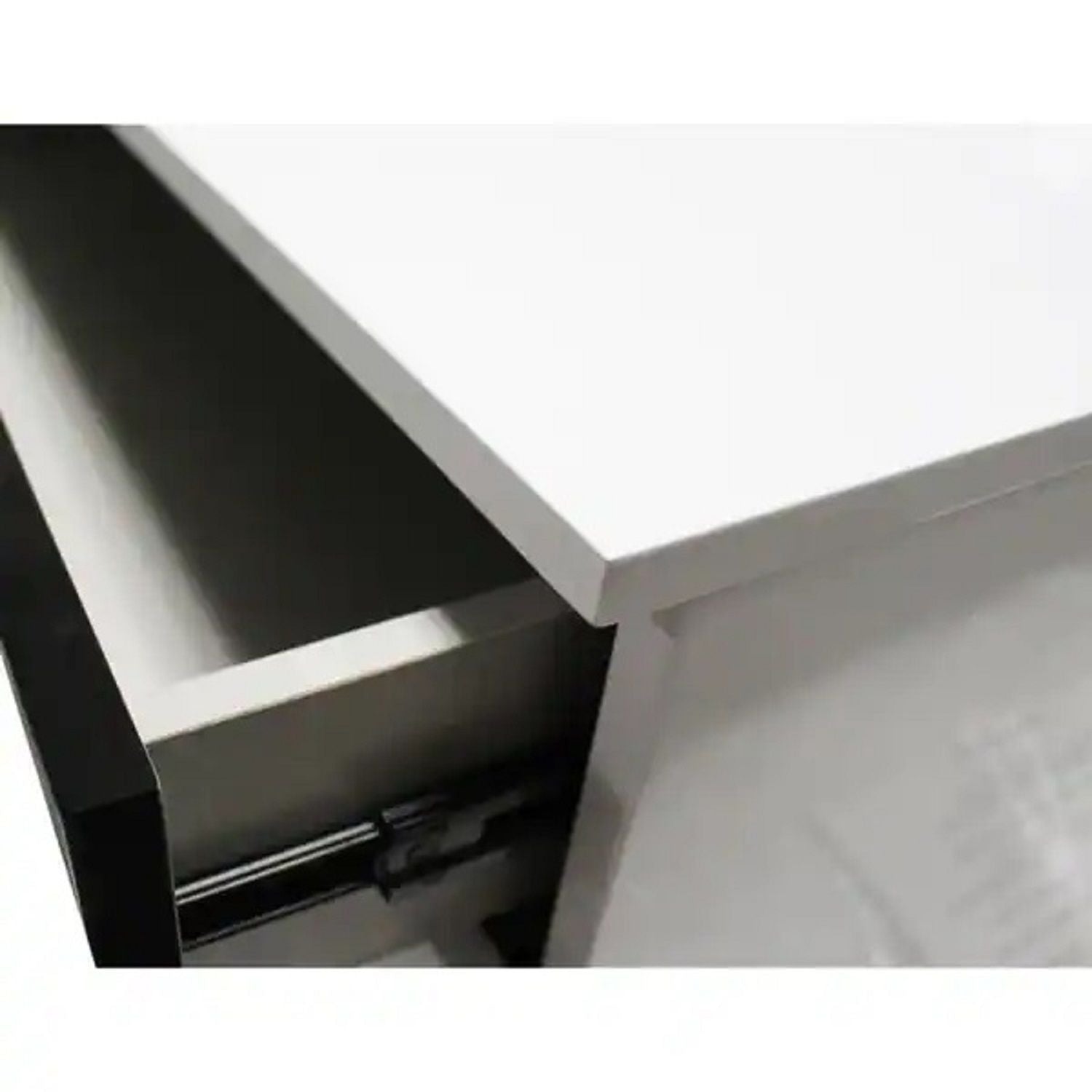 2 Drawer Nightstand, Bedside Table - White / Black