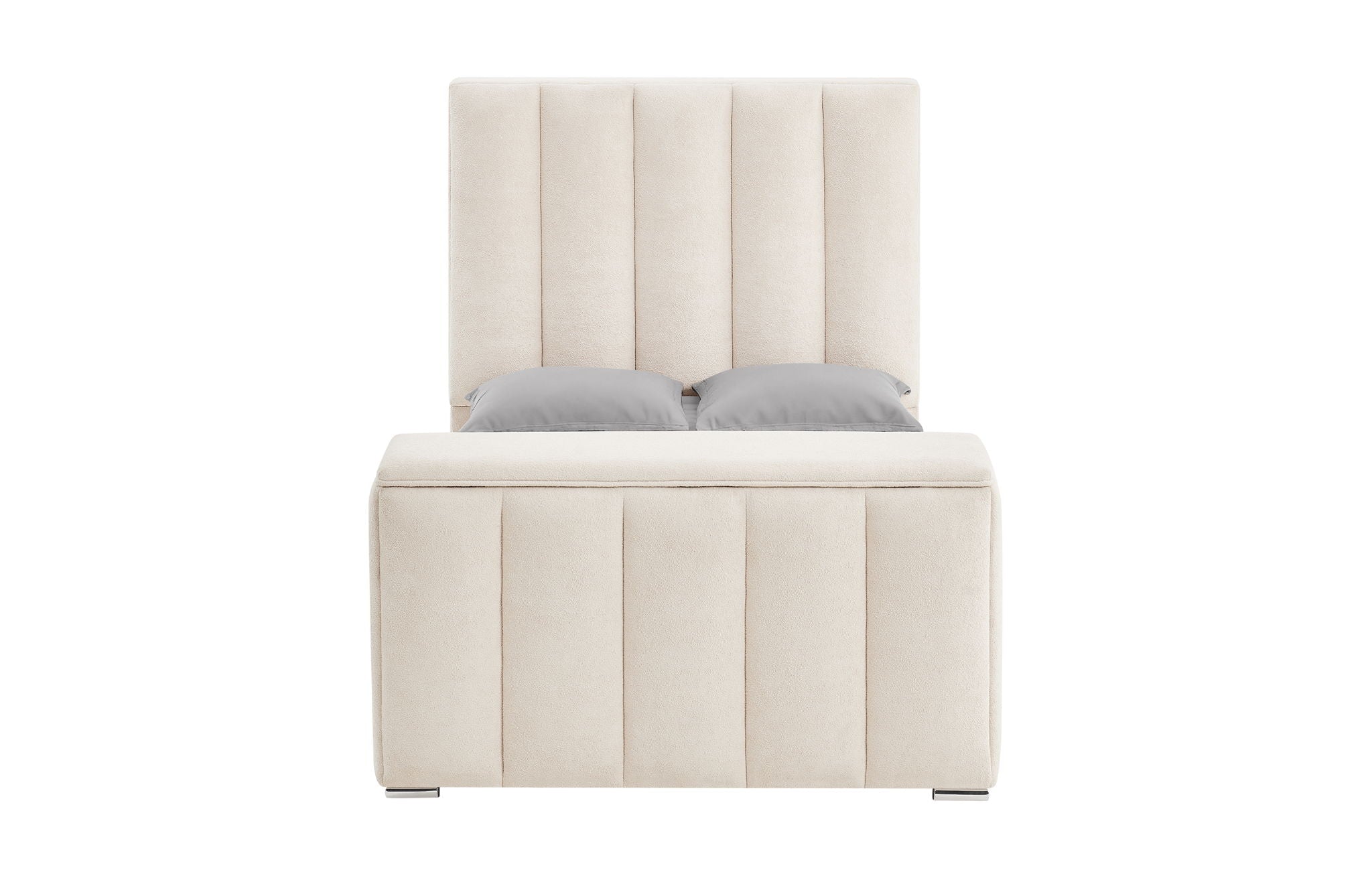 Serenity - Queen Bed Headboard With Global Surround Speaker System - Cream / Beige
