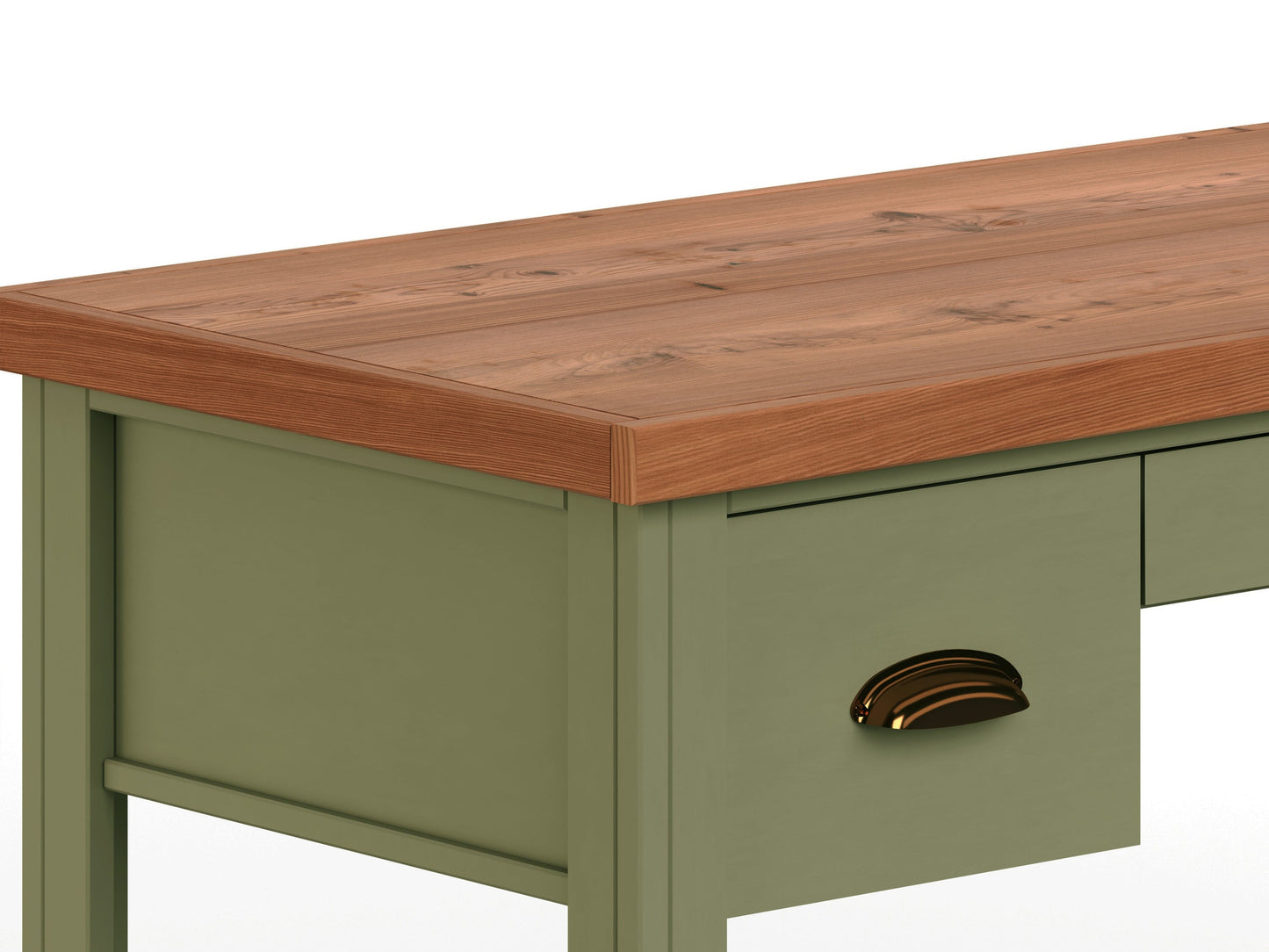 Bridgevine Home Vineyard 53 inch Writing Desk, No Assembly Required, Sage Green and Fruitwood Finish