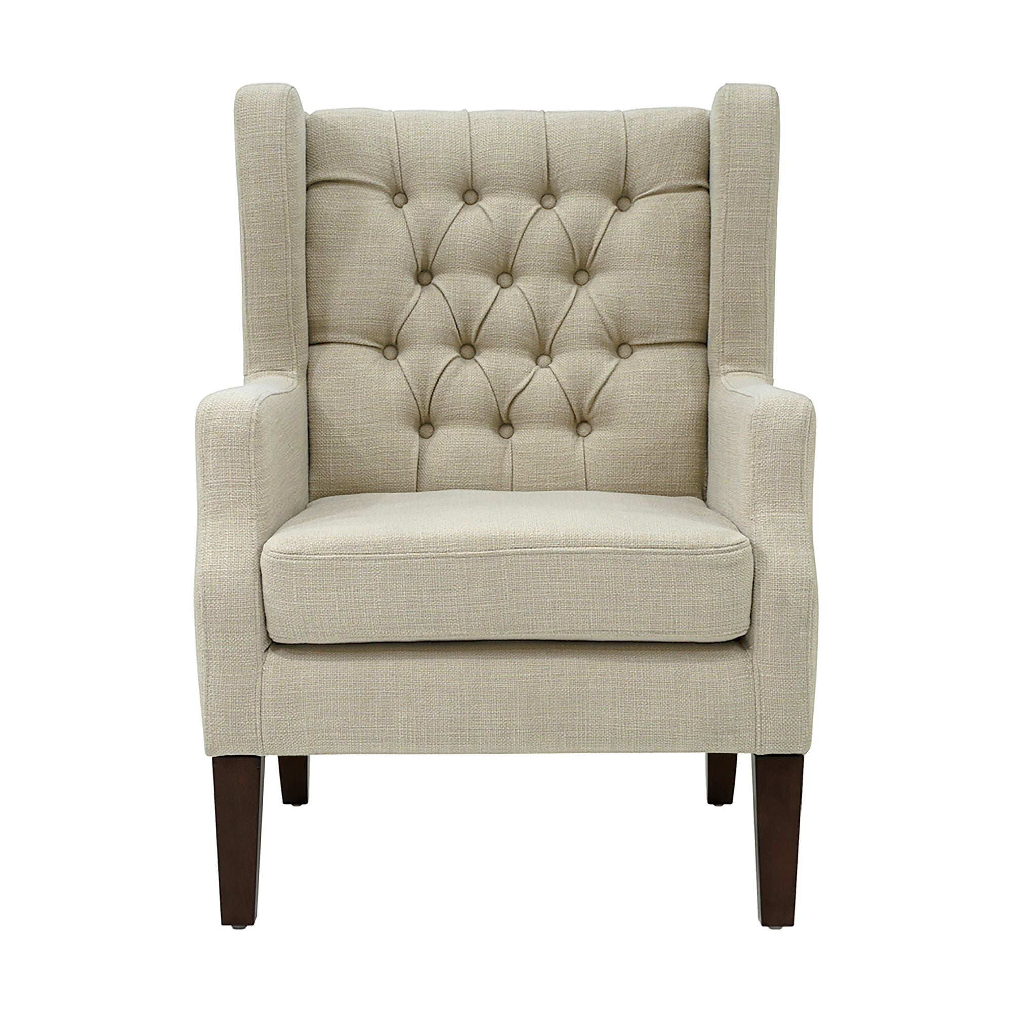 Maxwell - Button Tufted Wing Chair - Linen