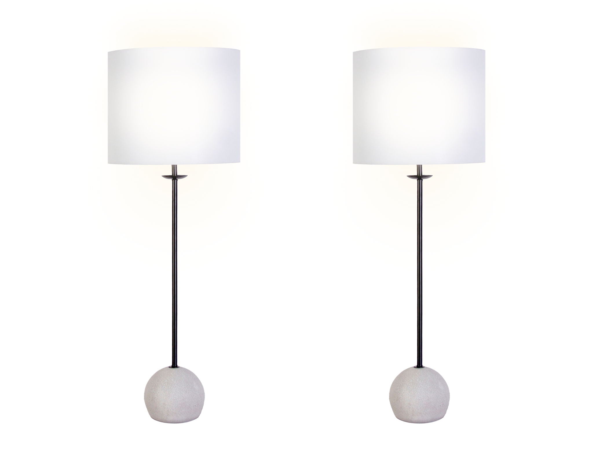"Urban Sphere" Concrete Buffet Lamp (Set of 2) - Concrete/Matte Black