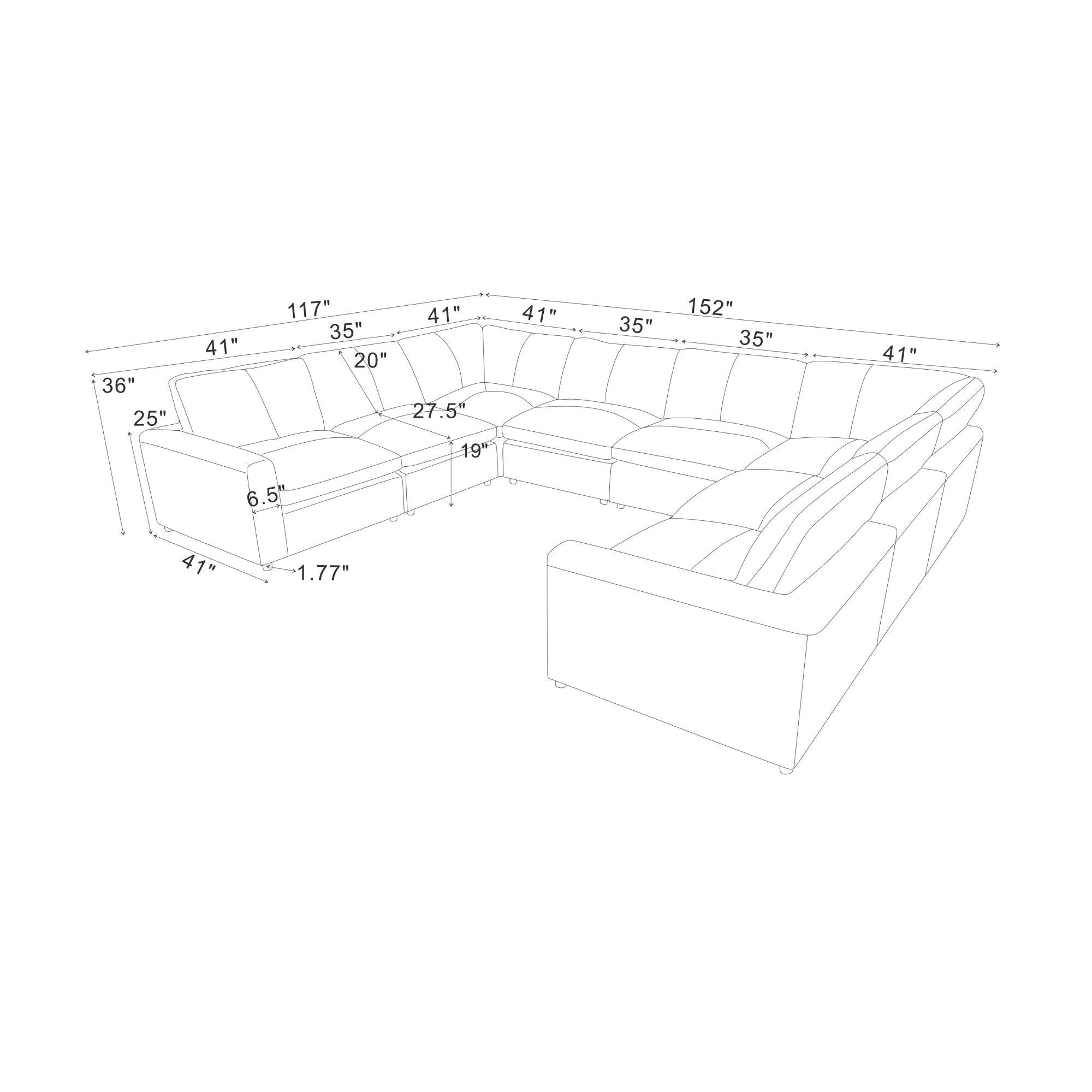Upholstered Large Seating Modular Design Sectional