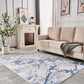 ZARA Collection Abstract Design Silver Blue Machine Washable Super Soft Area Rug