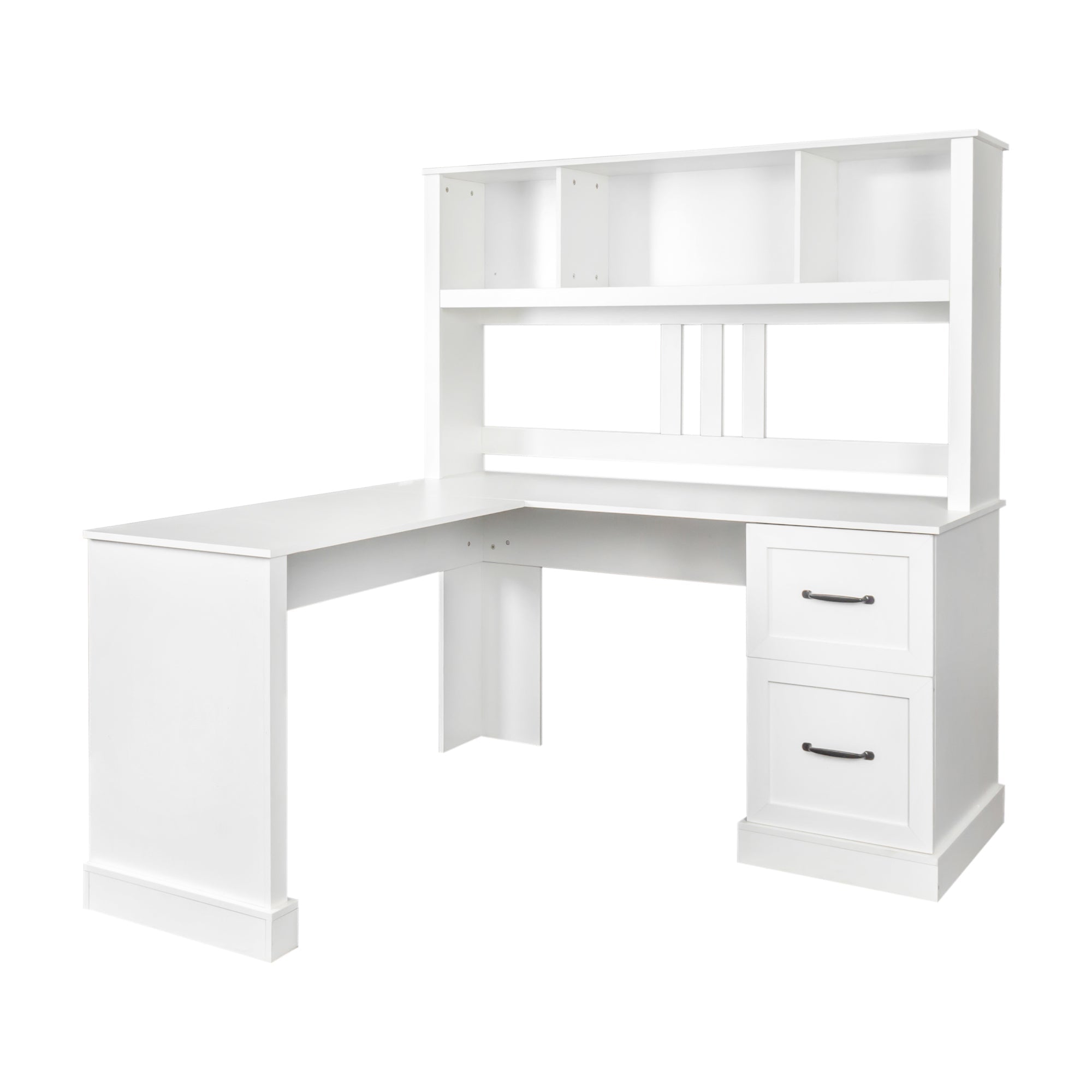 Home Office Computer Desk with Hutch, Antiqued White finish