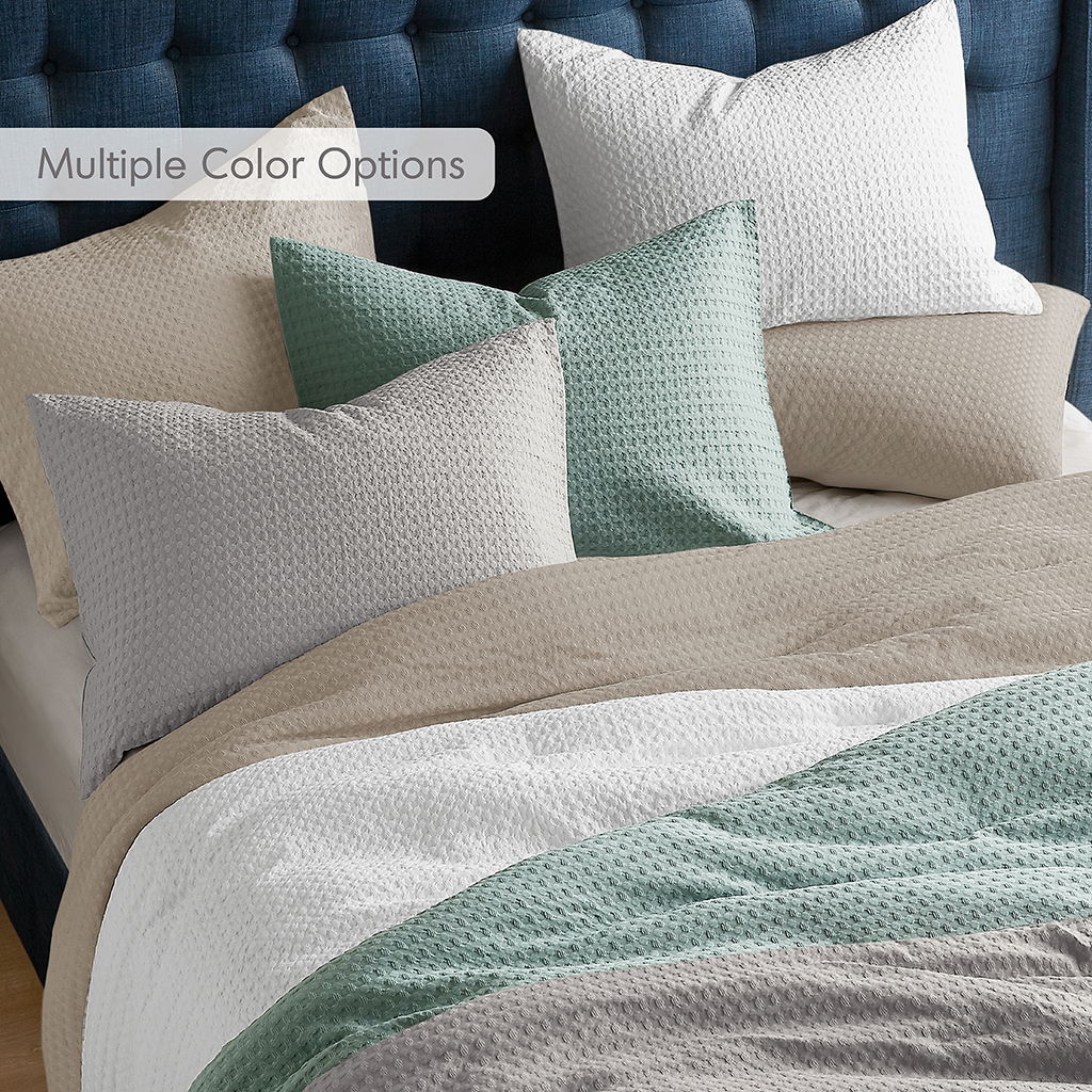 Mina - Full/Queen Waffle Weave Textured Duvet Cover Set - White
