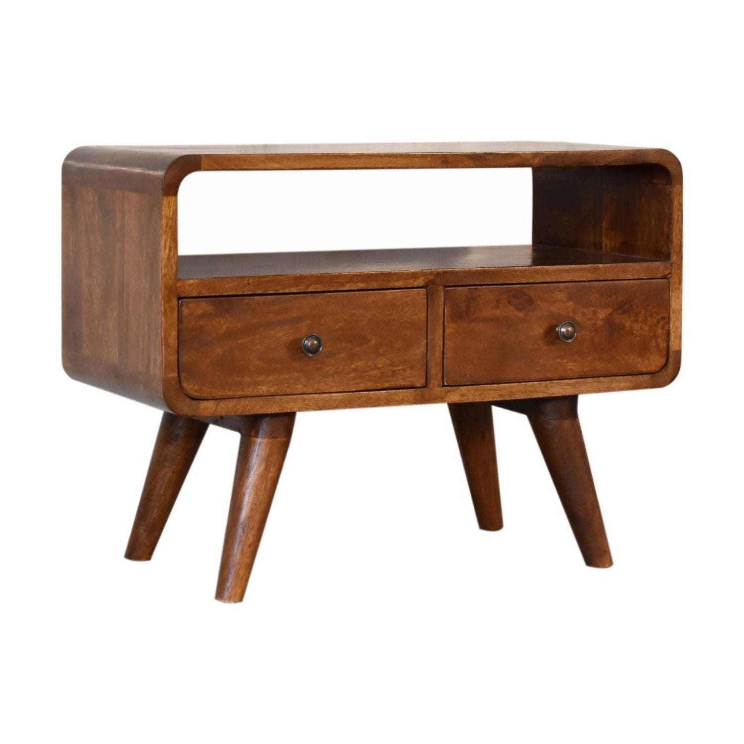 Solid Wood Curved Media Unit