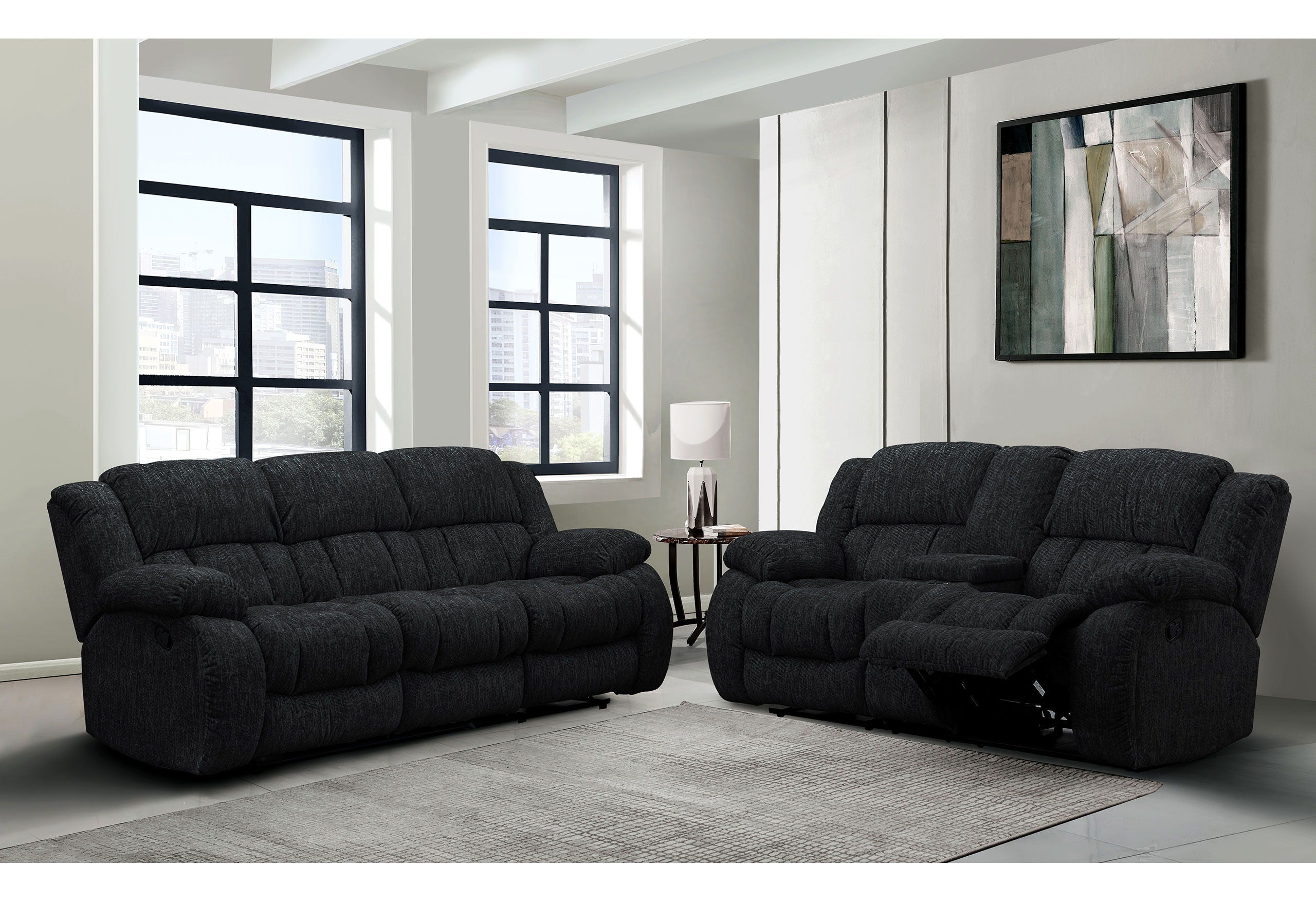 U250 - Reclining Sofa / Console Reclining Loveseat - Ebony