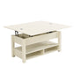 Lift Top Coffee Table, Multi-Functional Coffee Table with Open Shelves, Modern Lift Tabletop Dining Table for Living Room, Home Office, Rustic Ivory