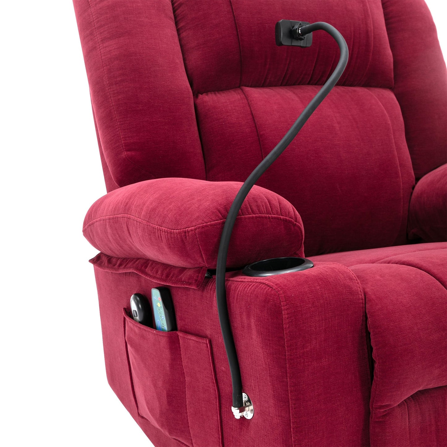 Power Lift Recliner Chair Electric Recliner for Elderly Recliner Chair with Massage and Heating Functions, Remote, Phone Holder Side Pockets and Cup Holders for Living Room, Red