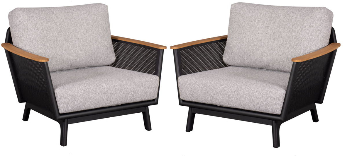 Chair With Armrests (Set of 2) - Black / Black Multi