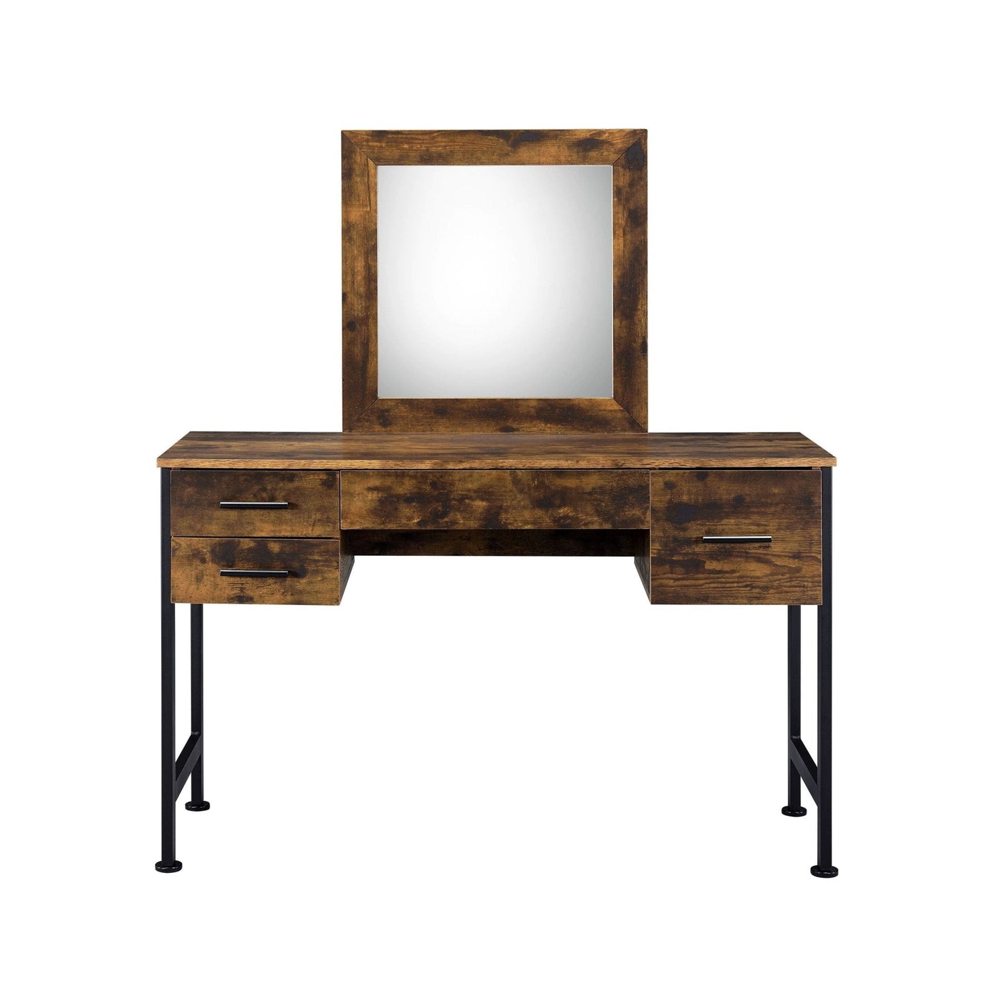 ACME Juvanth Vanity Desk & Mirror in Rustic Oak & Black Finish 24267