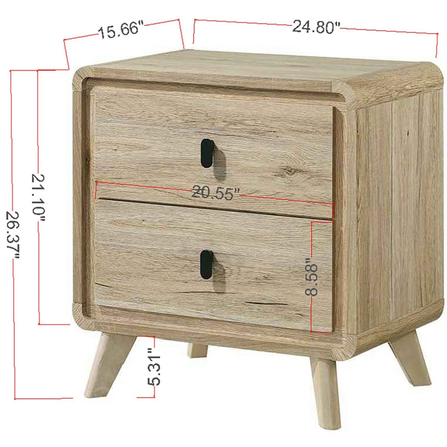 Nightstand & 2 Drawers - Beige