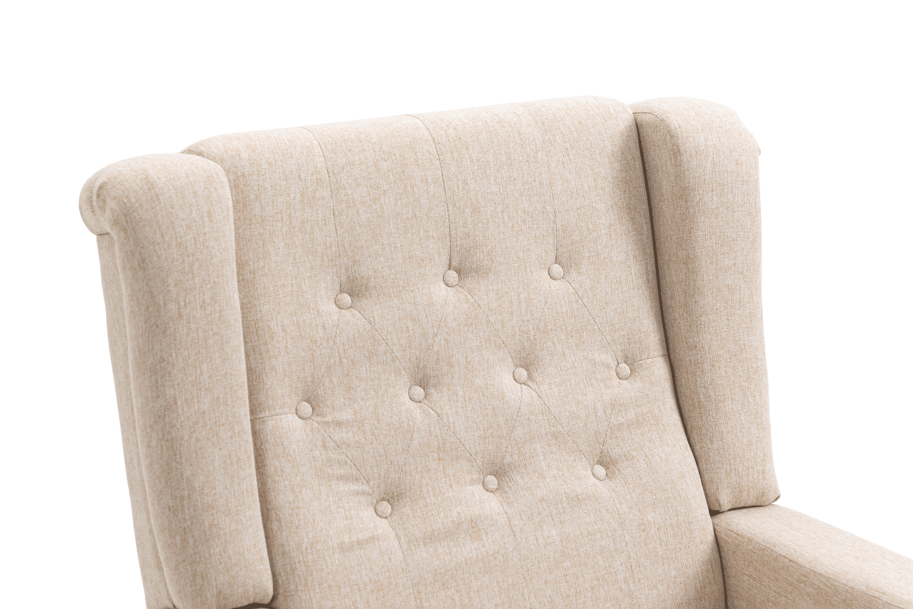 Arm Pushing Recliner Chair, Modern Button Tufted Wingback Push Back Recliner Chair, Living Room Chair Fabric Pushback Manual Single Reclining Sofa Home Theater Seating for Bedroom,Khaki Yelkow