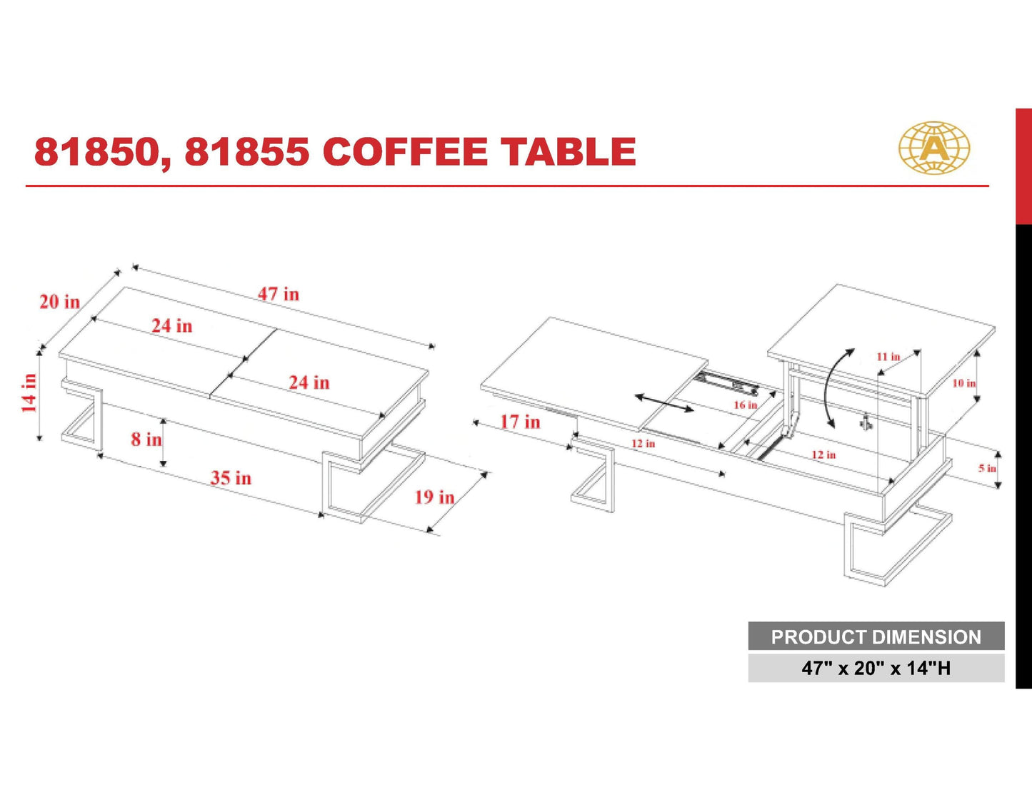 ACME Calnan Coffee Table in White & Chrome 81850