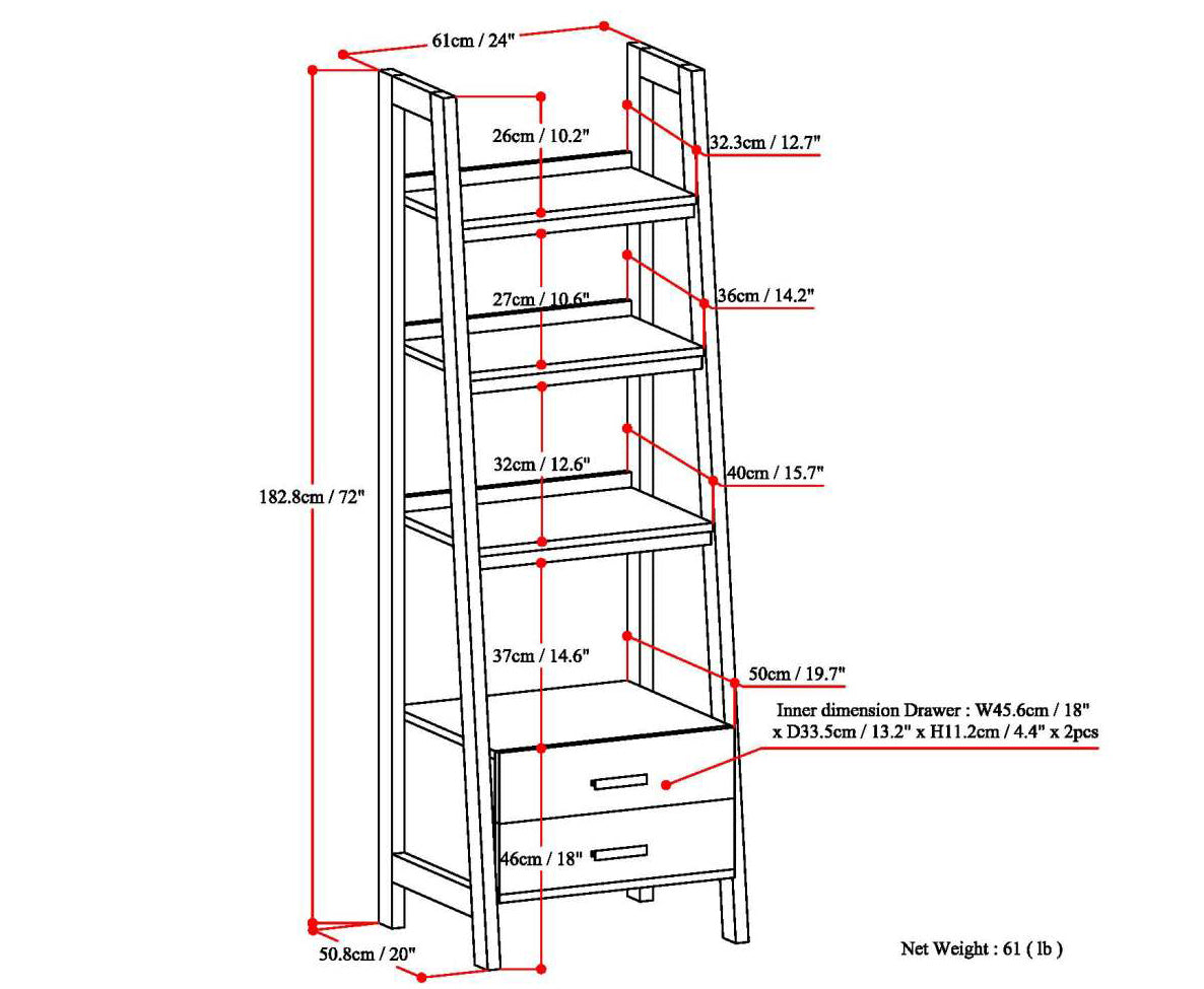 Sawhorse - Ladder Shelf with Storage - White