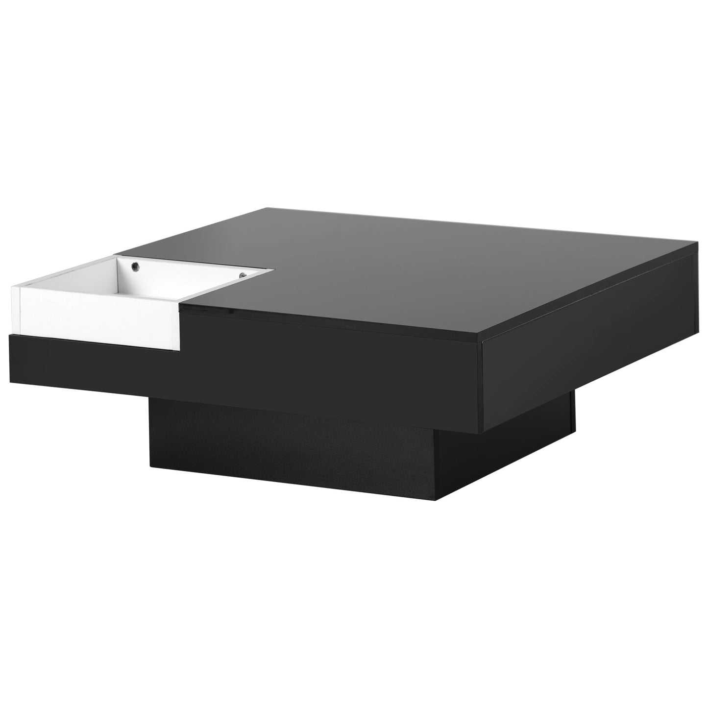 Modern Minimalist Design 31.5*31.5in Square Coffee Table with Detachable Tray and Plug-in 16-color LED Strip Lights Remote Control for Living Room (OLD SKU: WF291303AAB )