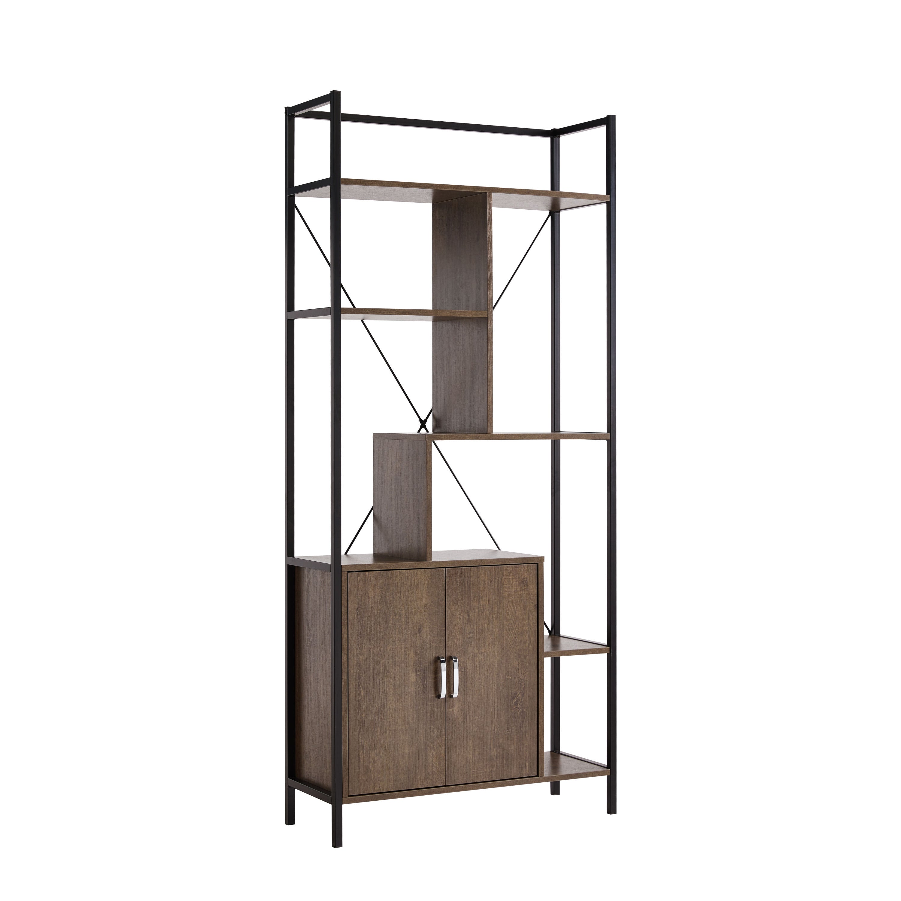 ID USA   Bookcase Walnut Oak & Black