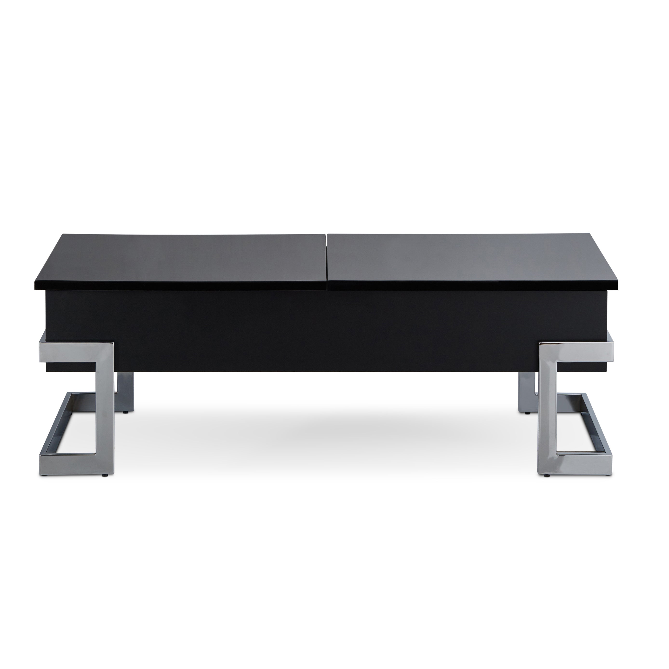 Black High Gloss and Chrome Coffee Table with Lift Top