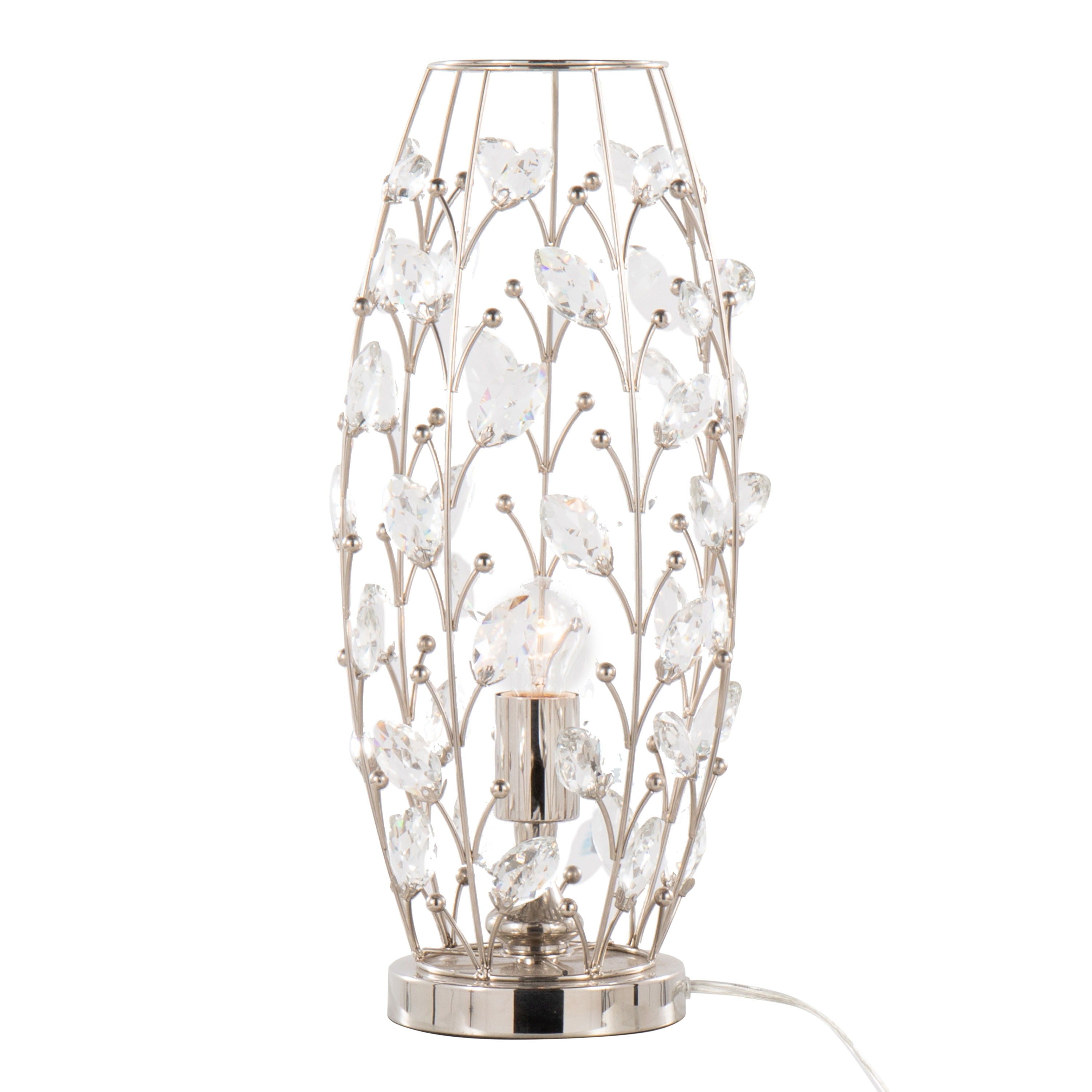 Crystal - Buds Contemporary Uplight Lamp - Polished Nickel / Clear Crystal