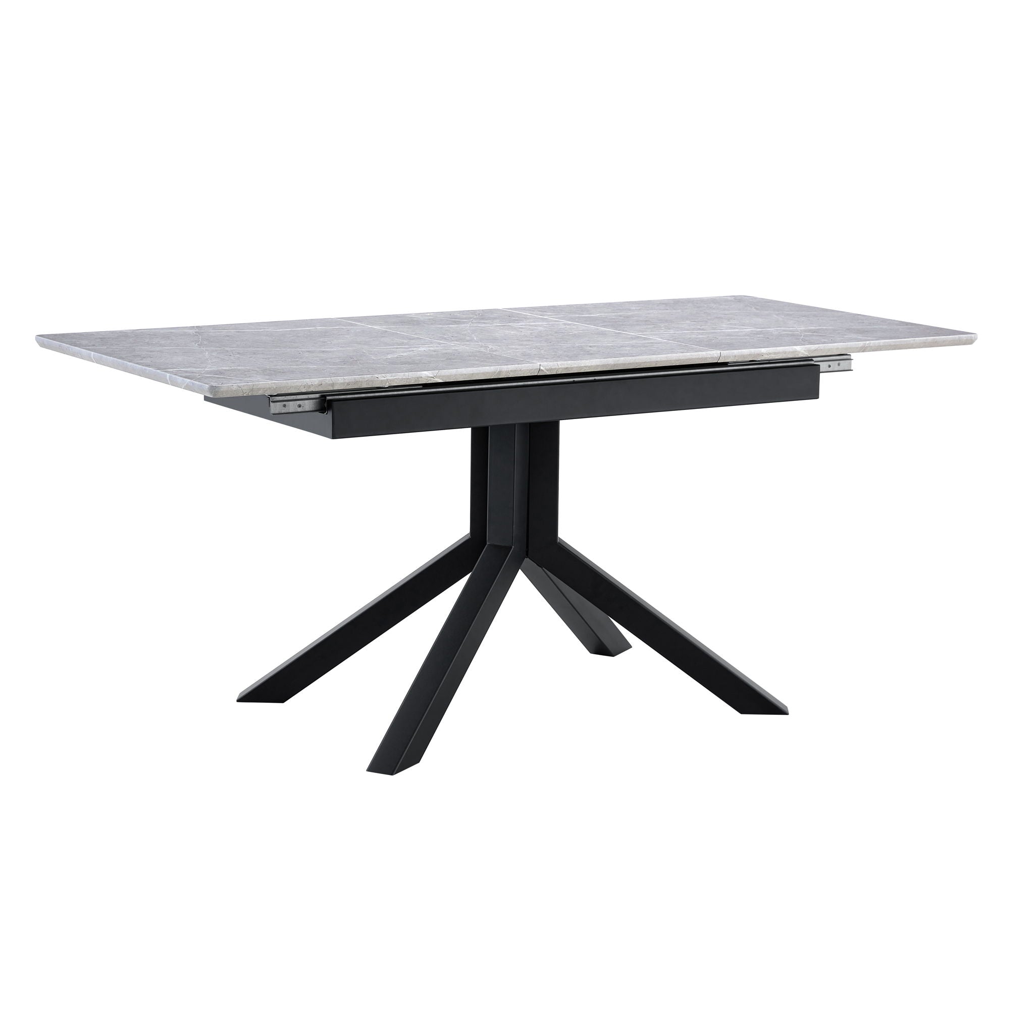 Rectangular Dining Table With Geometric Legs For Dining Room - Light Gray