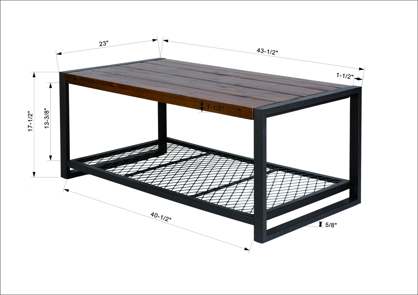 Console Coffee Table with a Natural Reclaimed Wood Finish, for Living room