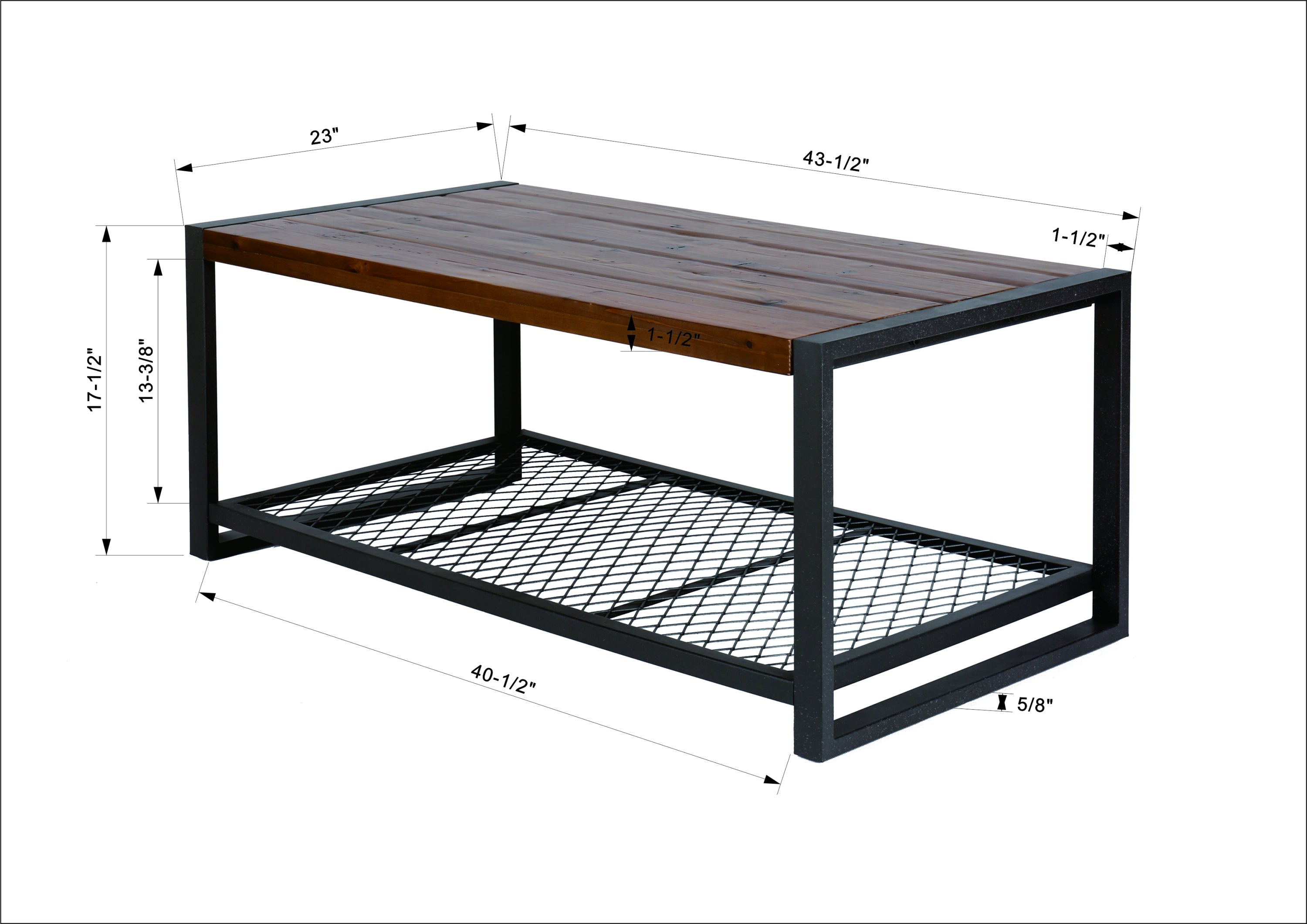 Console Coffee Table with a Natural Reclaimed Wood Finish, for Living room