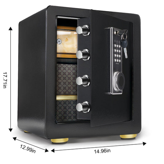 2 Cub Safe Box, 3 opening methods  Safe for Money Valuables This safe contains a memory chip, and the password will not be lost, Black