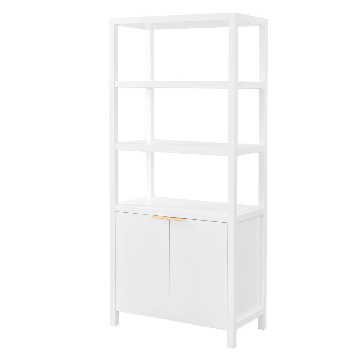 Modern Tall Storage Bookcase Cabinet With 2 Open Shelves & Double Doors