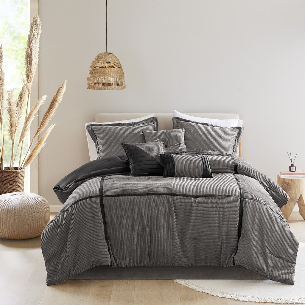 Dallas - 7 Piece Queen Comforter Set - Gray