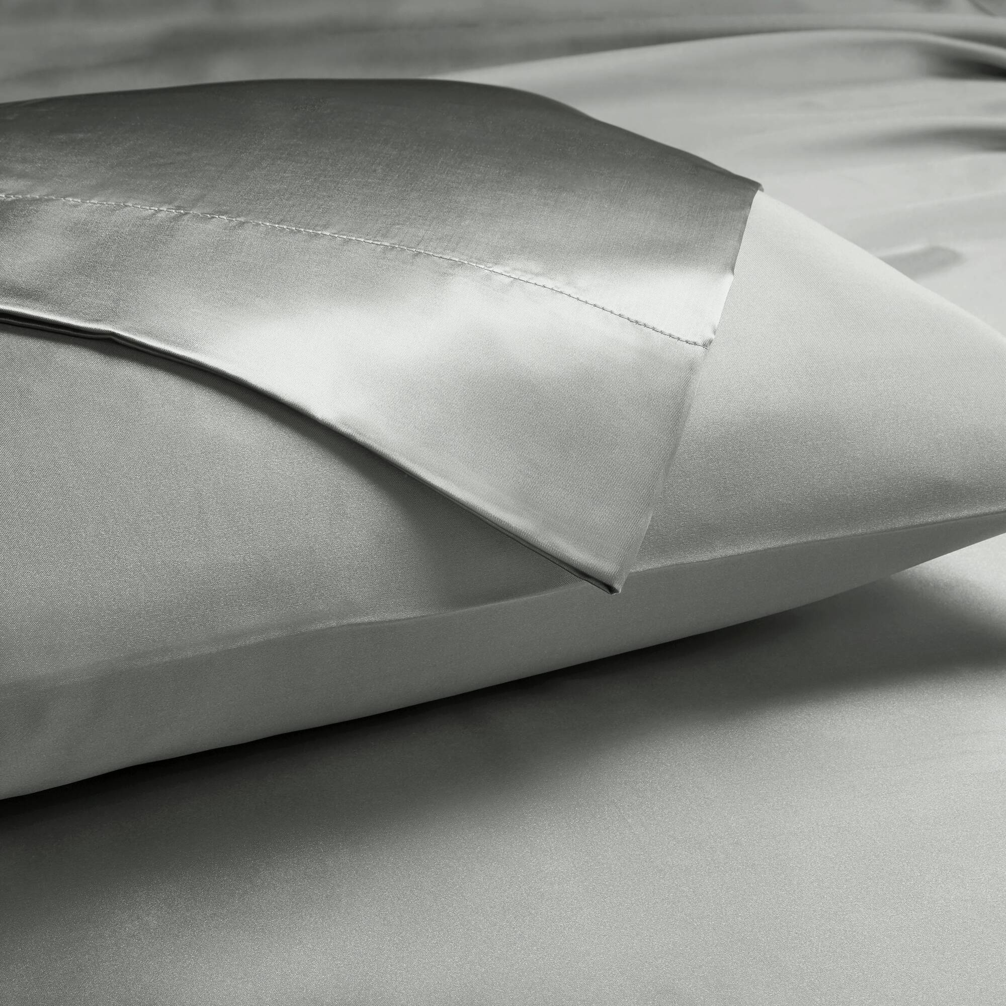 Satin - 7 Piece Split King Luxury Sheet Set - Gray