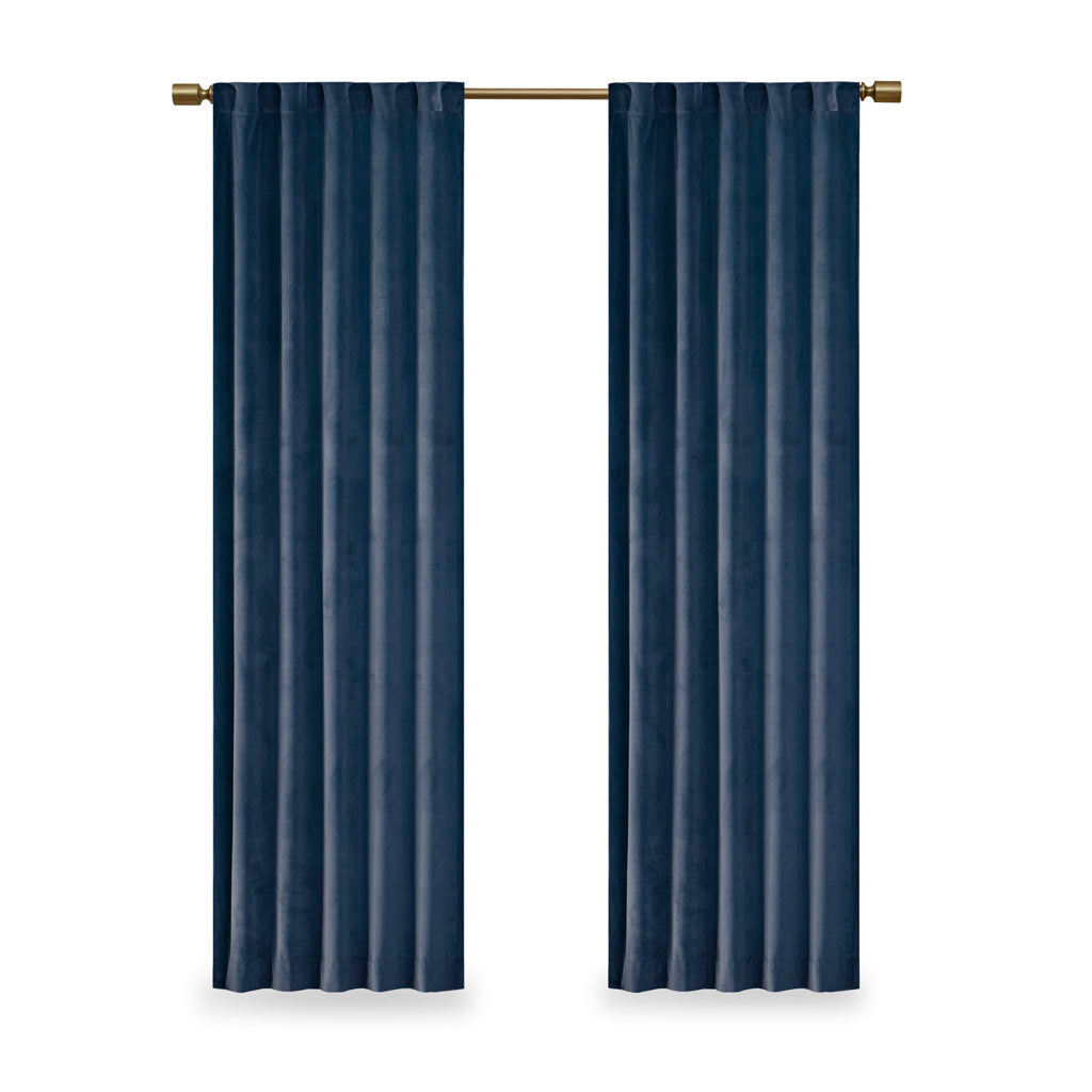 Room Darkening Poly Velvet Rod Pocket/Back Tab Curtain Panel Pair