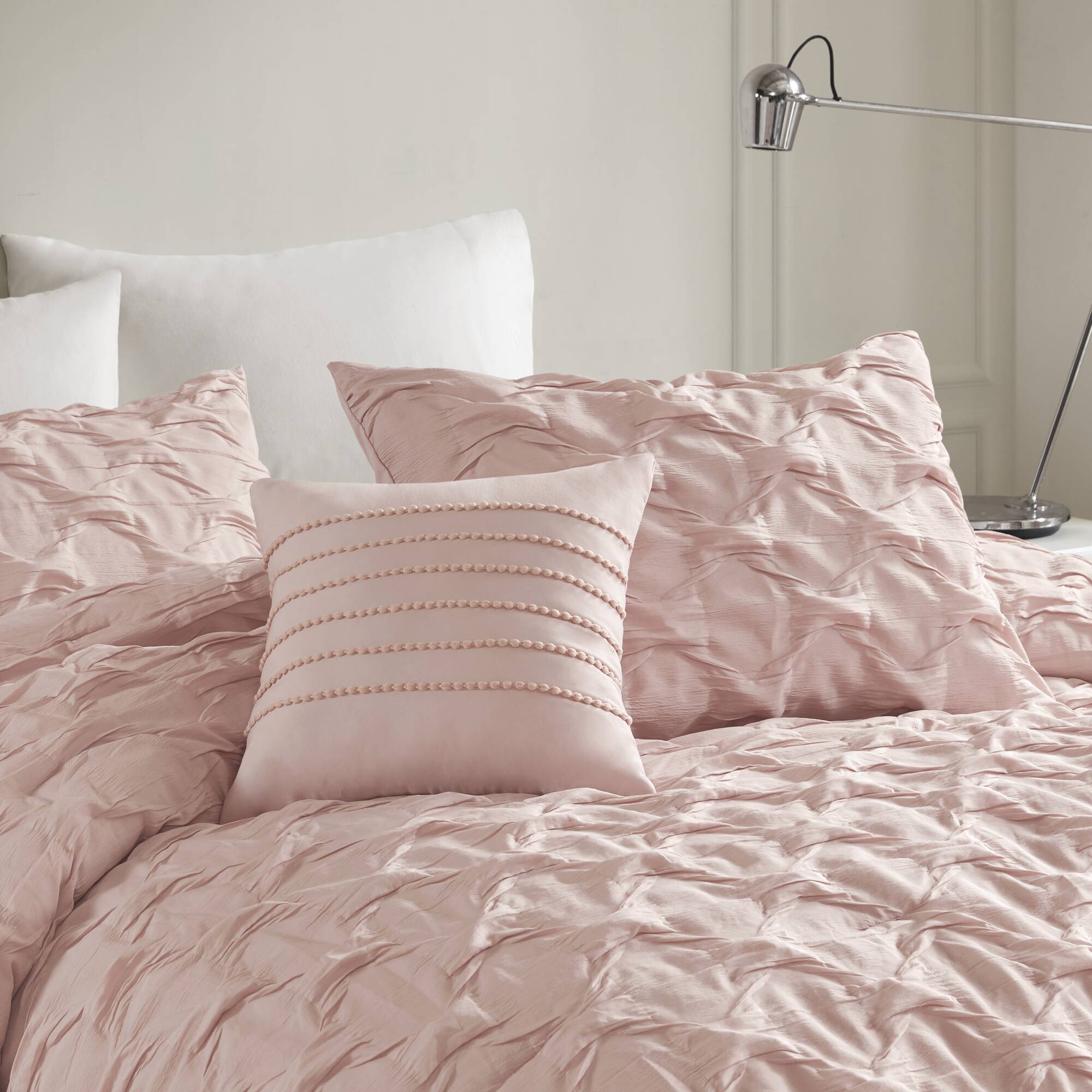 Bailey - Full/Queen Diamond Pucker Comforter Set - Pink