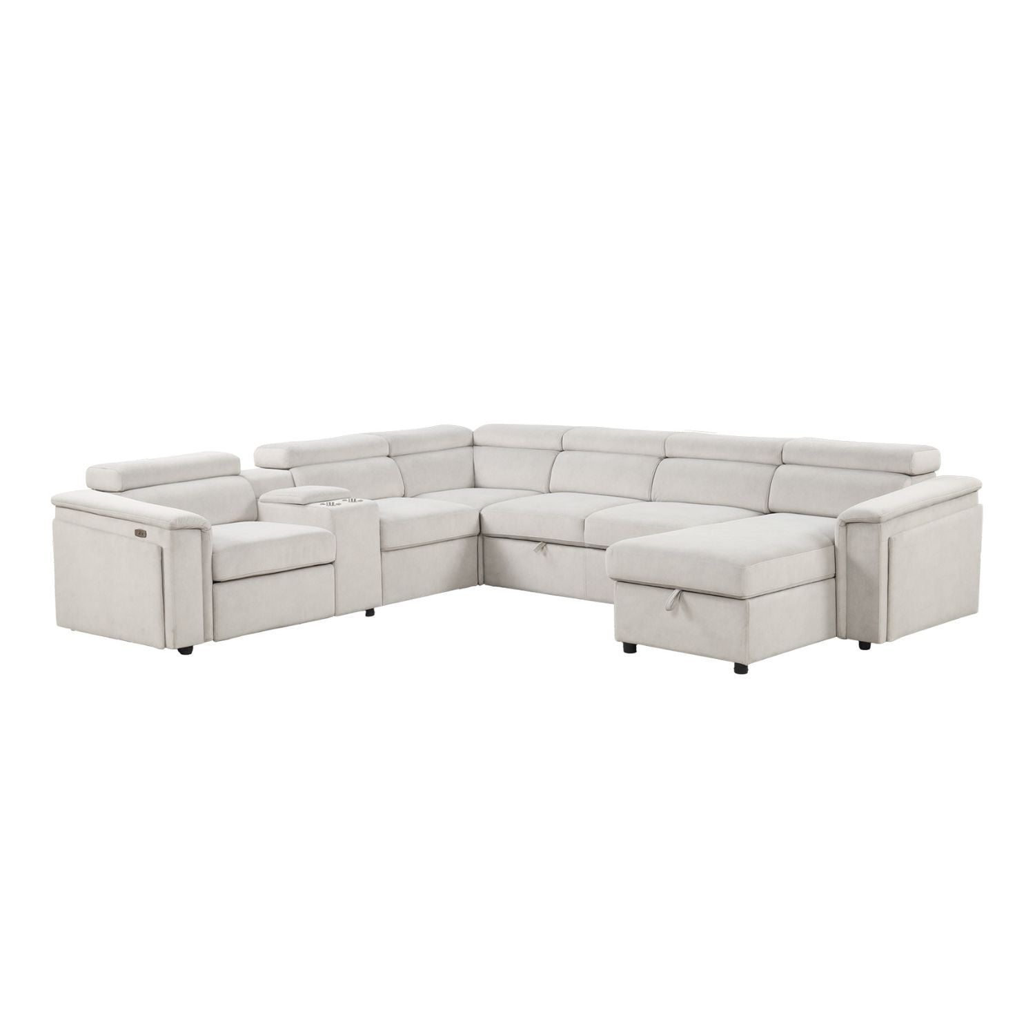 Harvey - Power Recliner Sectional Sleeper - Beige