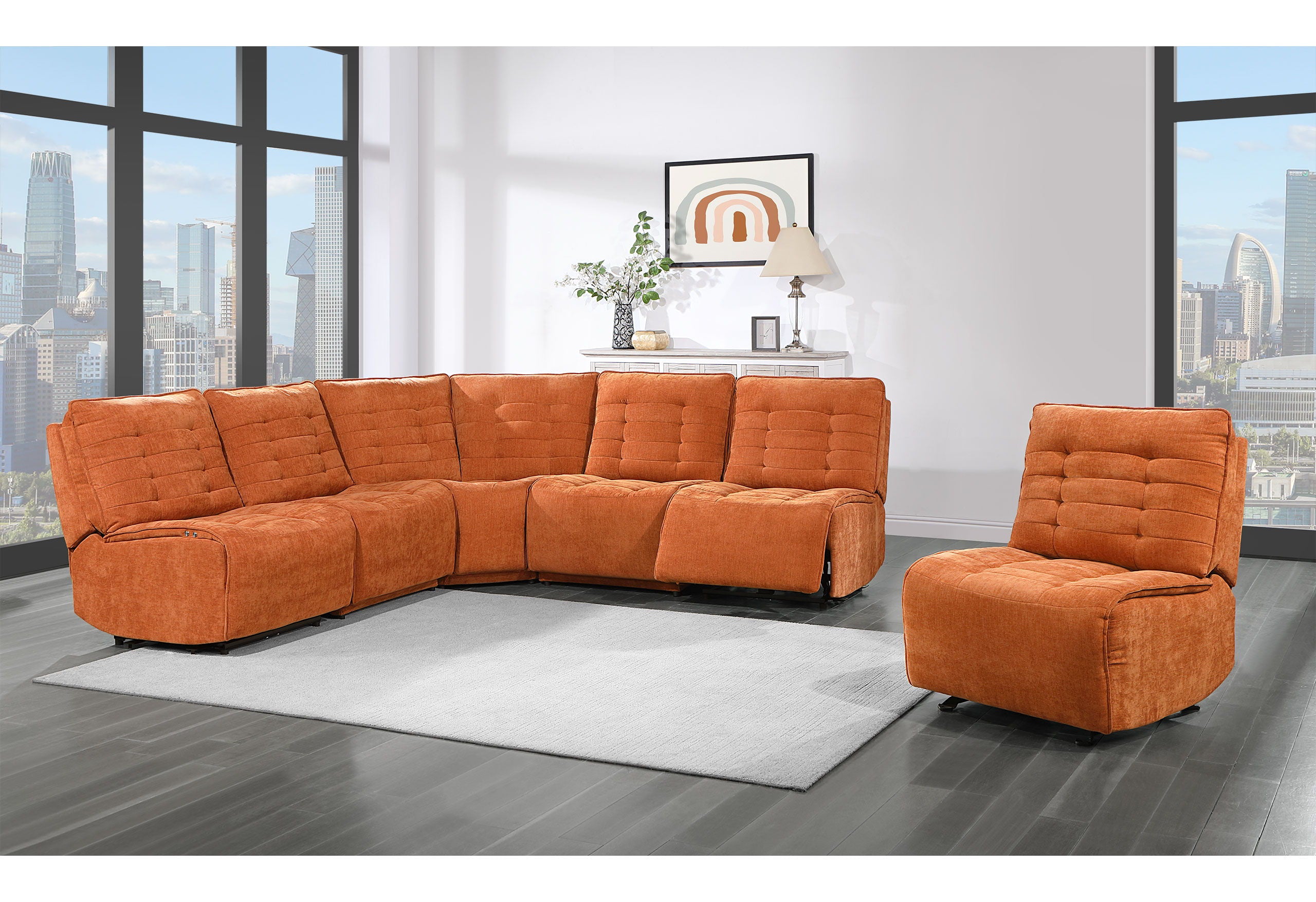 Build It Your Way U6066 - 3 Power Sofa - Rust