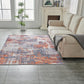 Zara Abstract Design Machine Washable Grey Brown and Rust Area Rug