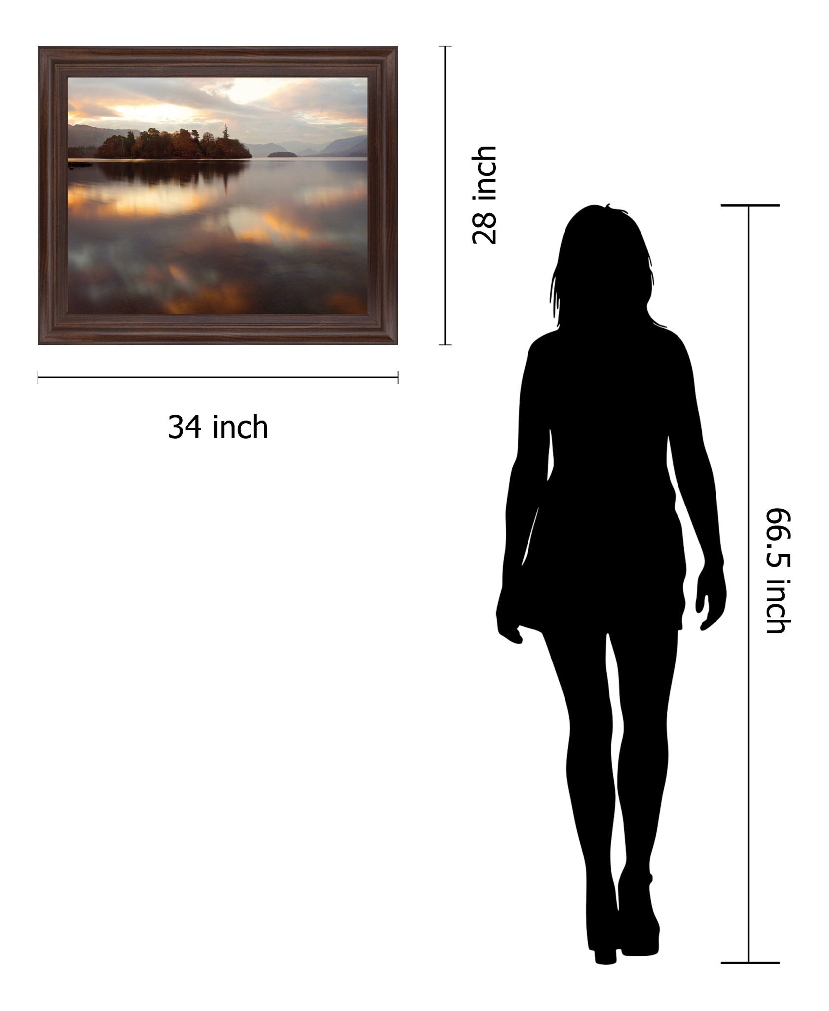 Golden Reflection Stillness - 28" x 34" Framed Wall Art - Light Brown