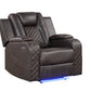 Benz LED & Power Recliner Chair Made With Faux Leather in Brown