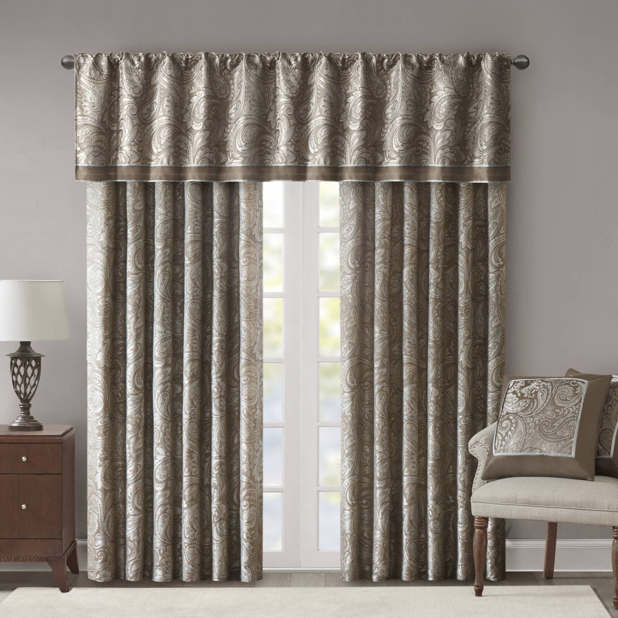 Aubrey - 108" Panel Pair - Blue / Brown