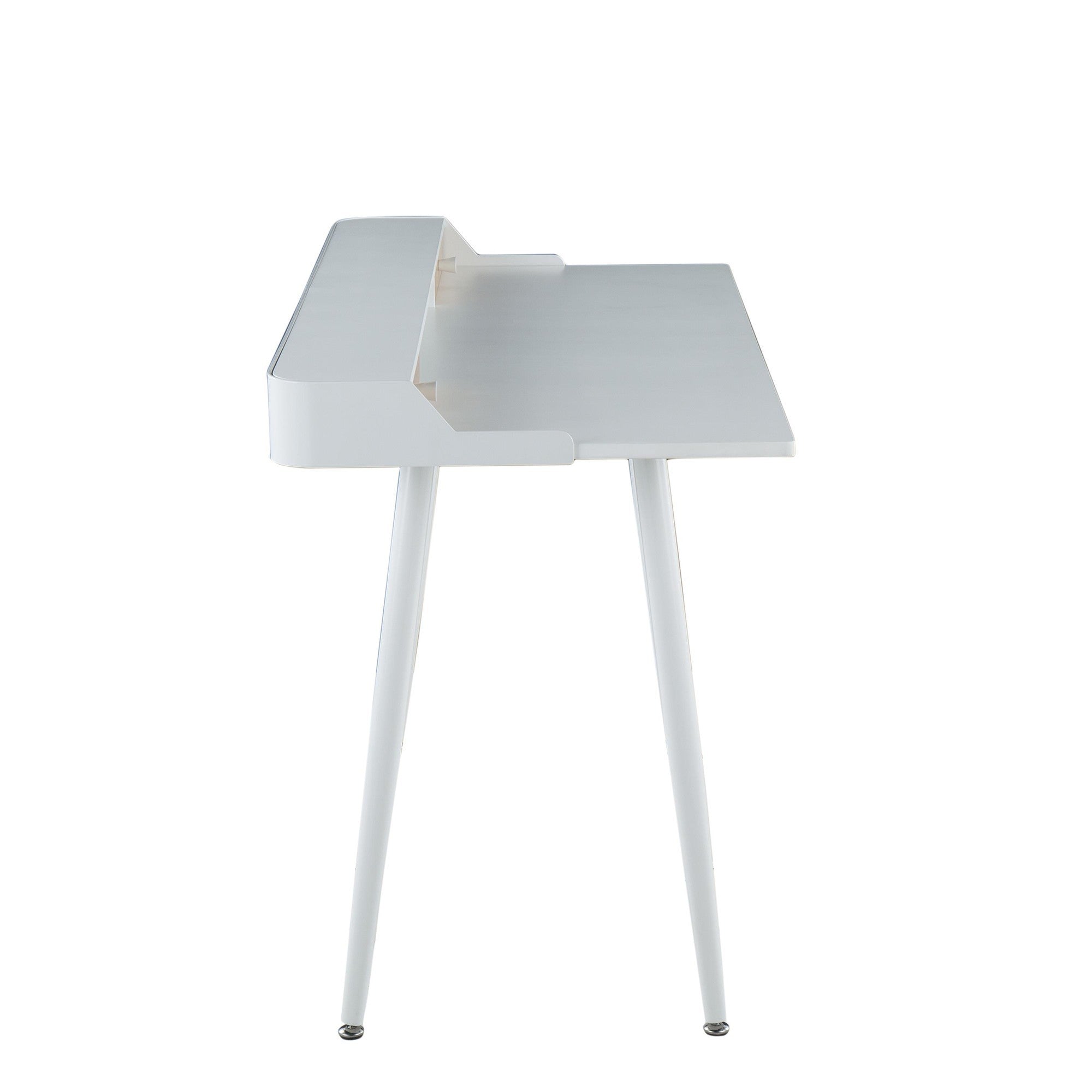 Harvey Contemporary Desk in White Steel and White and Natural Wood with White Accents by LumiSource