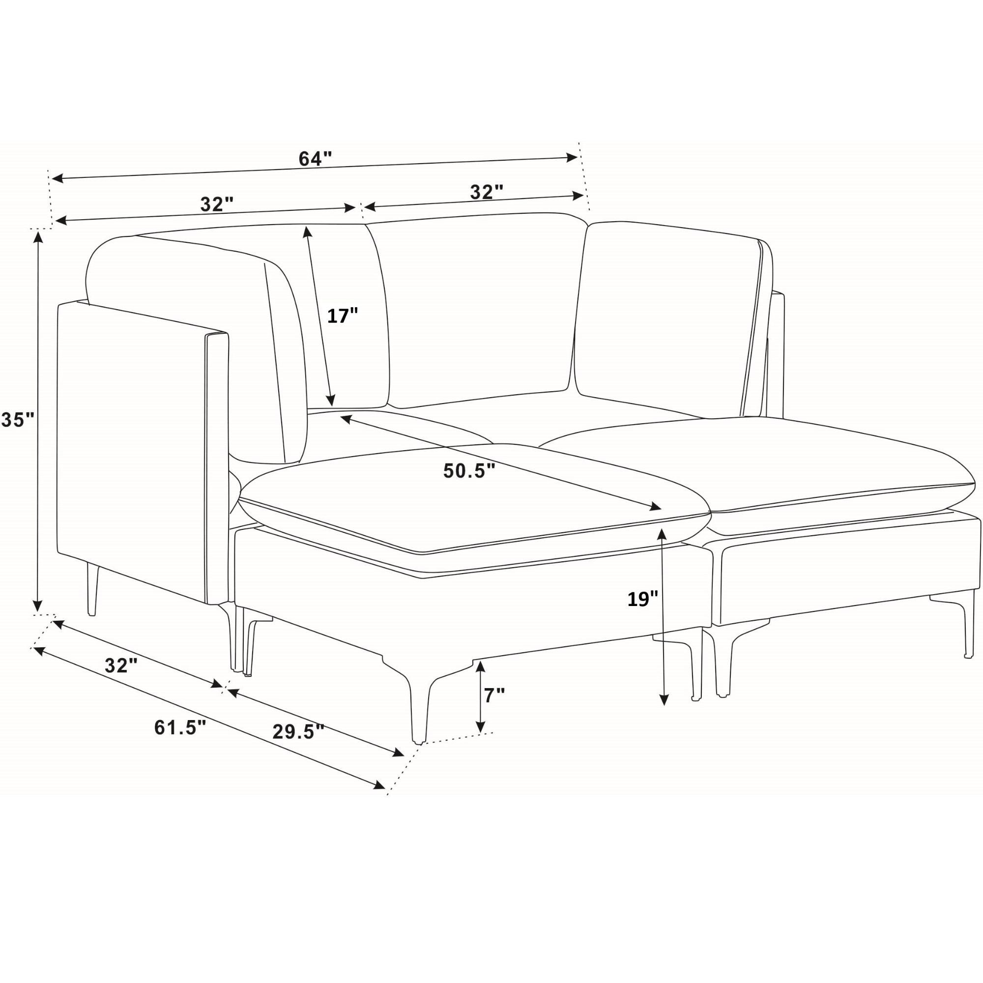 Upholstered Modular Sectional & Tall Legs