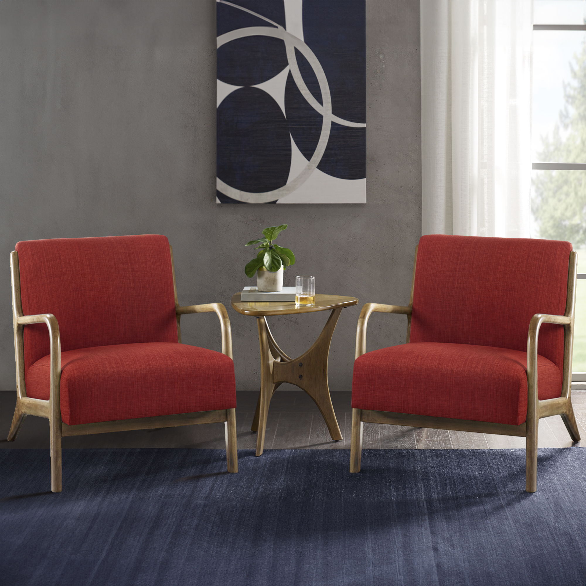 Novak - Mid-Century Modern Accent Armchair (Set of 2) - Spice