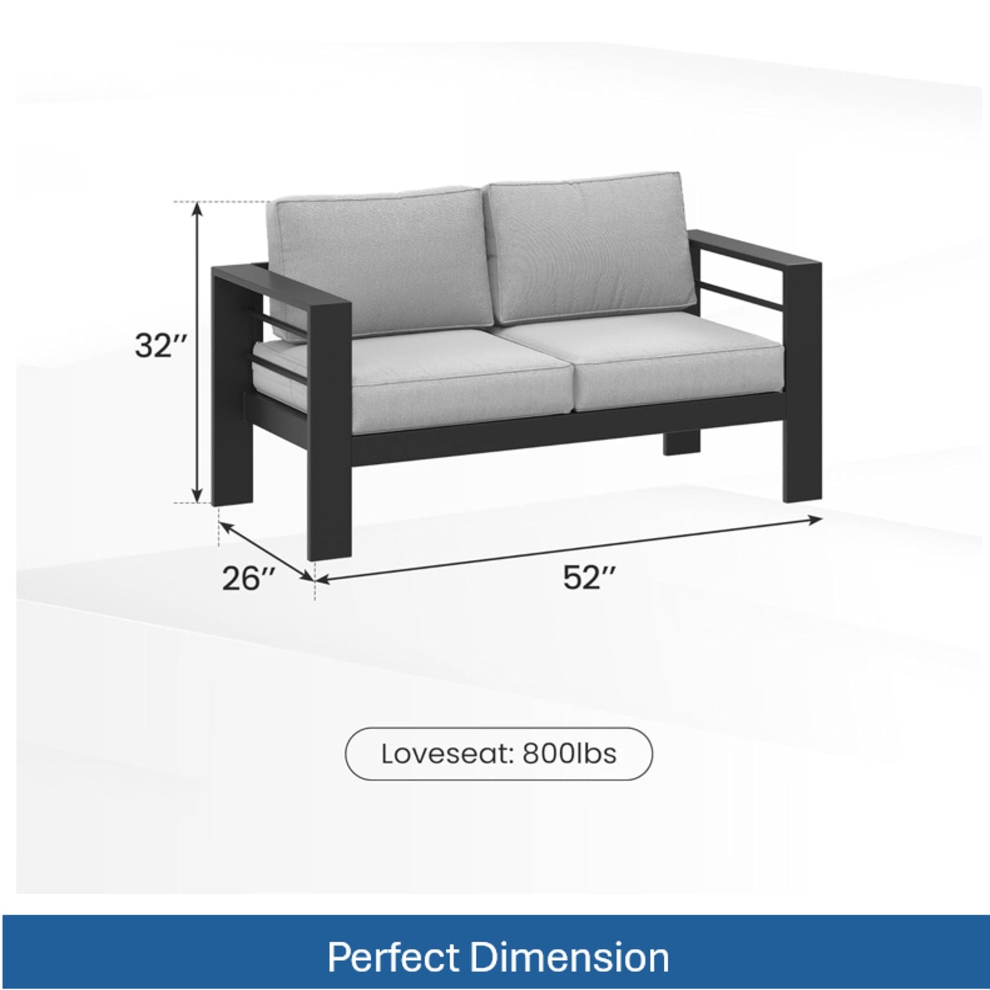 All-Weather Patio Loveseat With Thick Cushions