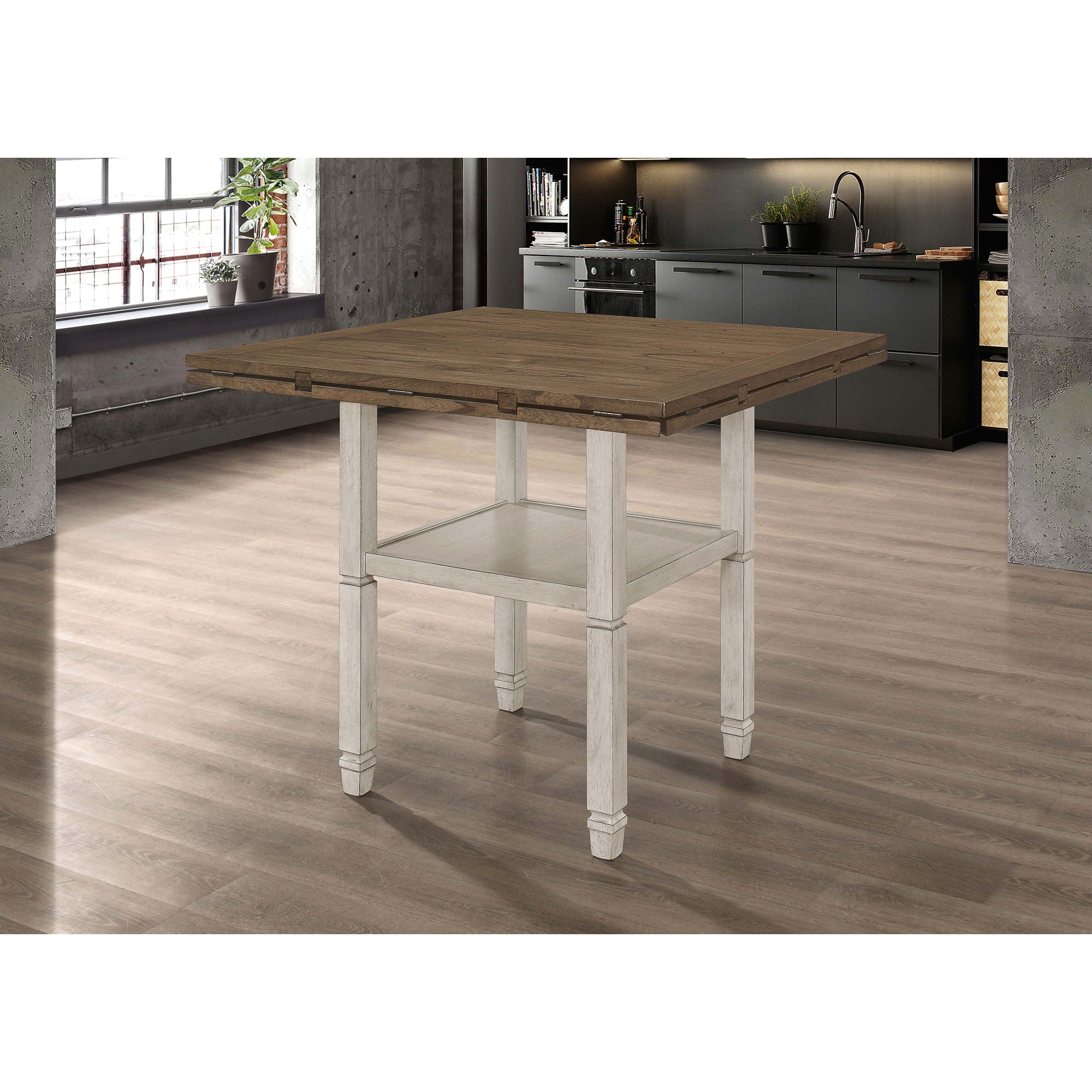Bentley - Extension Dining Table With Storage Shelf - Rustic White