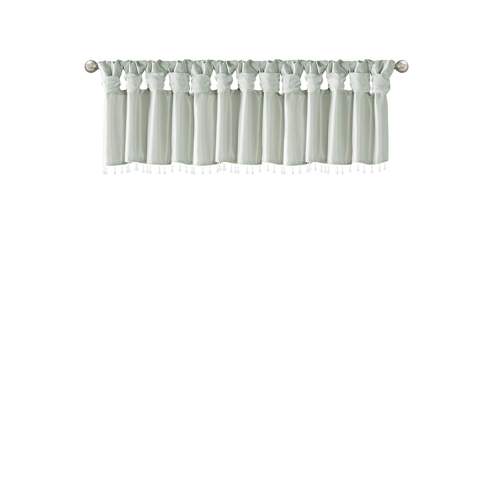 Emilia - Lightweight Valance With Beads - Dusty Aqua