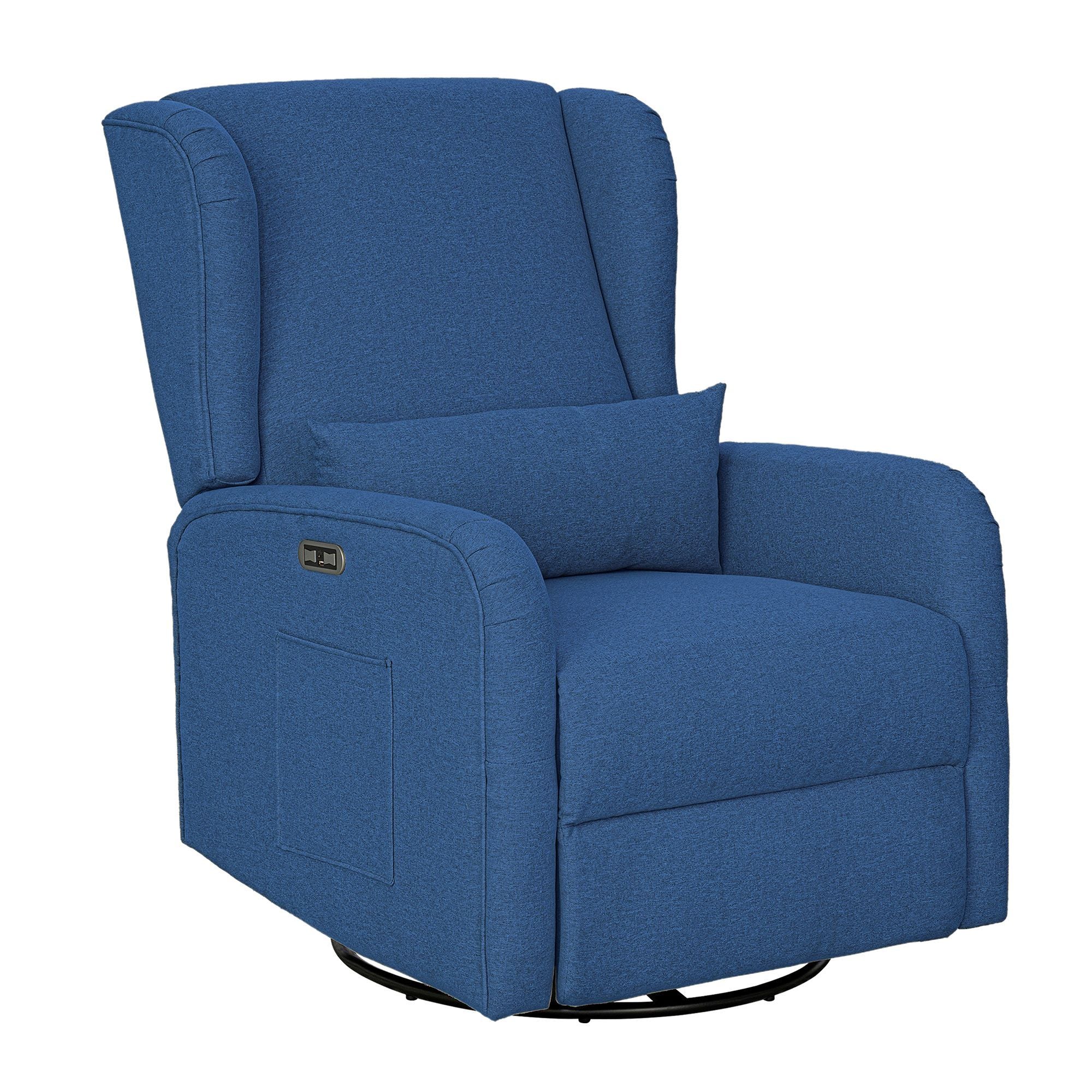 Candace - Power Recliner 3-in-1 With Swivel, Glider, USB Ports - Blue