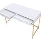 ACME Ottey Desk in White High Gloss & Gold 92540