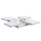 Square Marble Veneer Coffee Table Sliding Top with Storage in White 39.4''