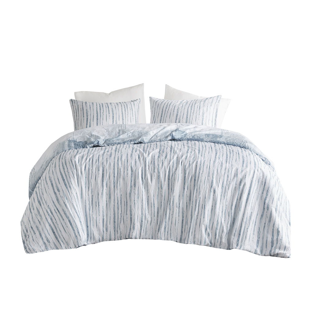 Brush Stroke - 3 Piece Oversized Reversible Duvet Cover Mini Set - Blue